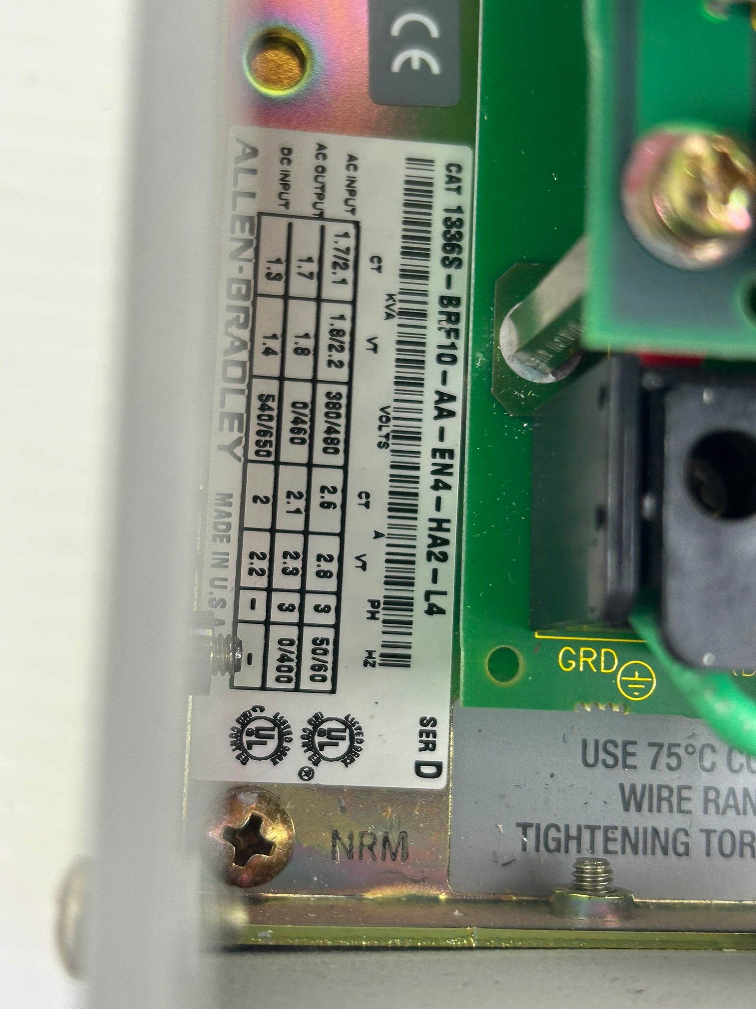 Allen-Bradley 1336S-BRF10-AA-EN4-HA2-L4 Sensorless Vector Drive 1336 Plus