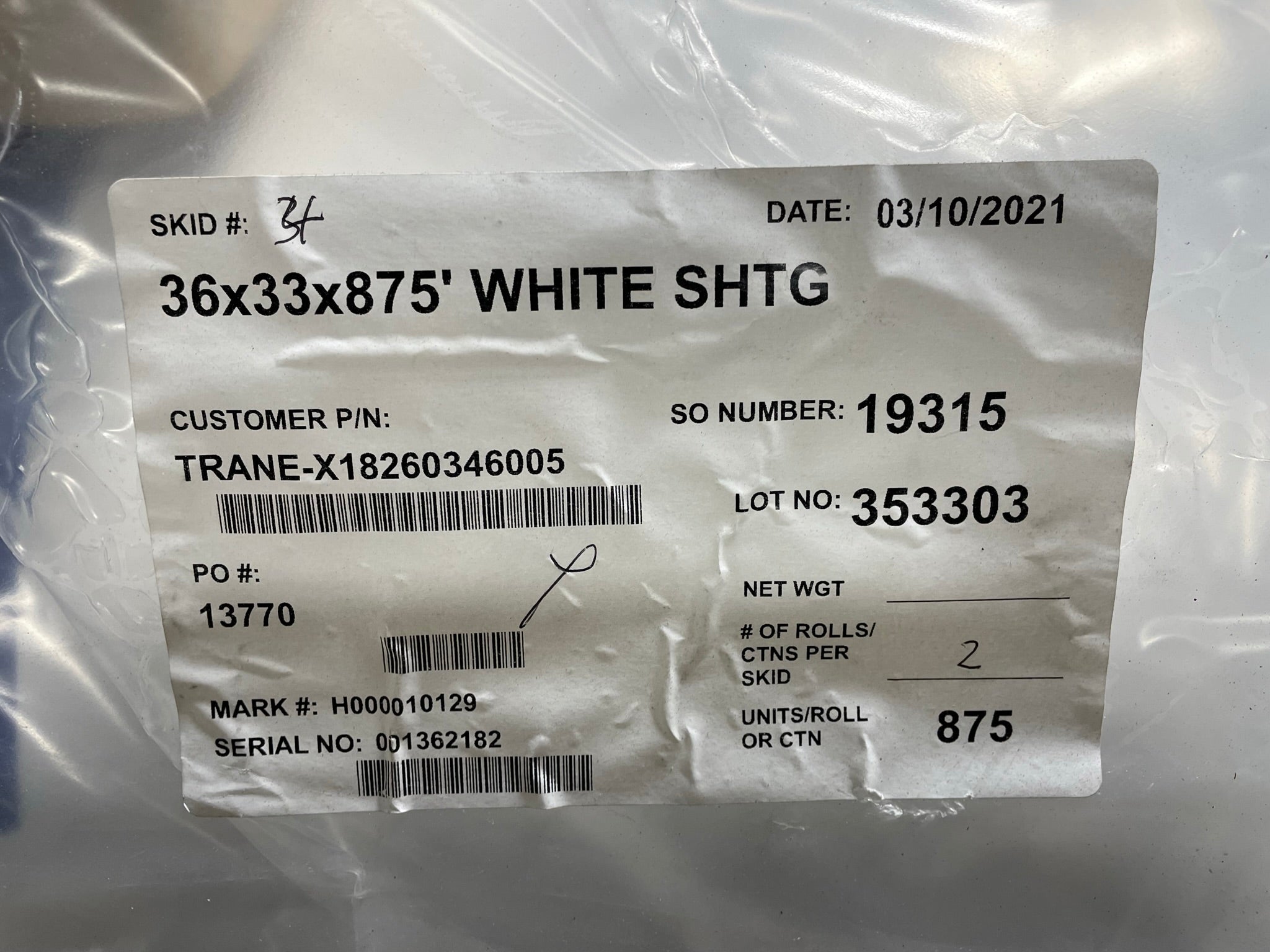 CF B-Wind Sheeting Plastic White 31.5-54" Wide For RVs, Boats, Vehicle Wrap