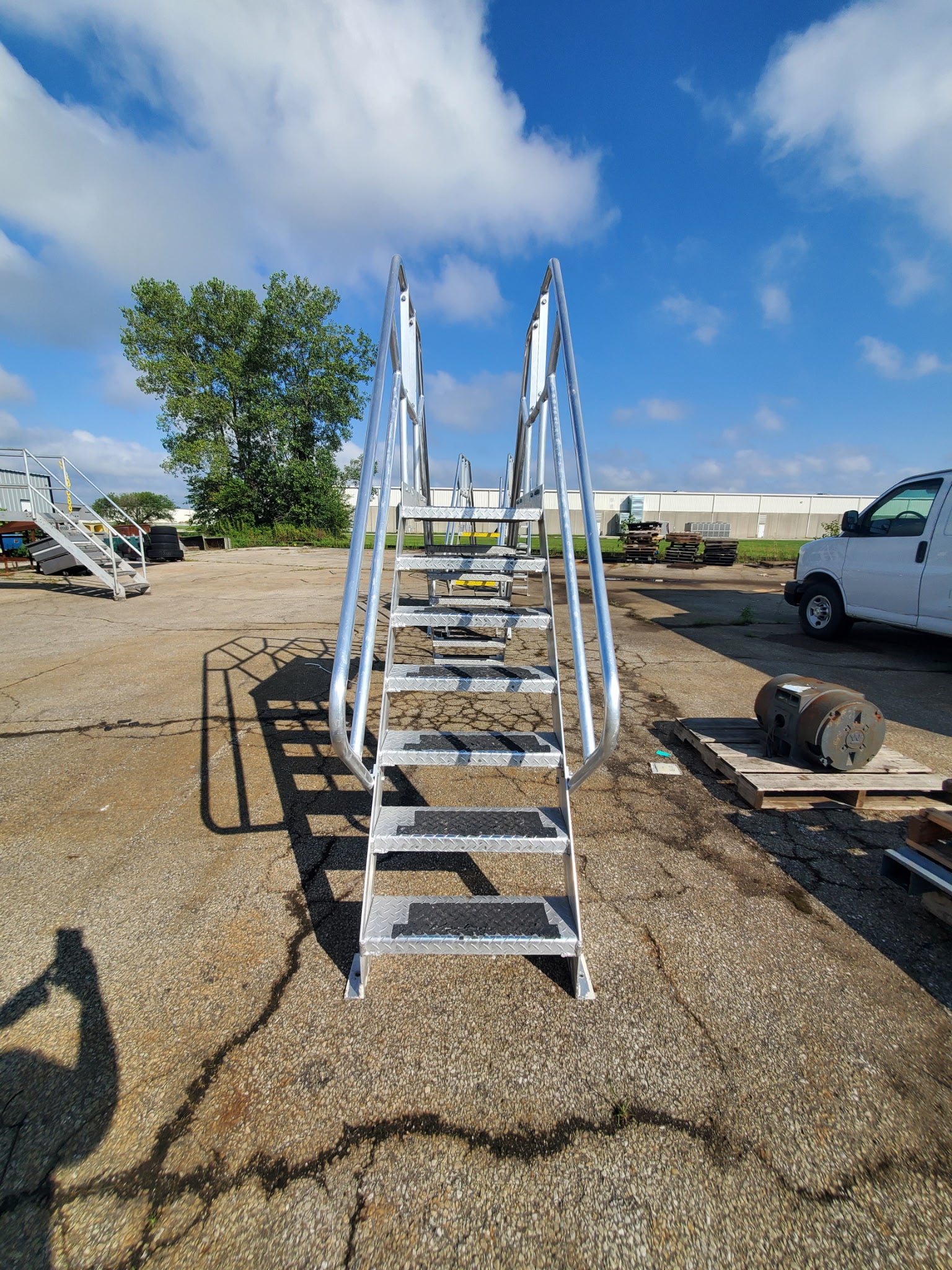 Cotterman Aluminum Crossover Bridge Ladder Platform Stairs & Handrails 10' 9" L
