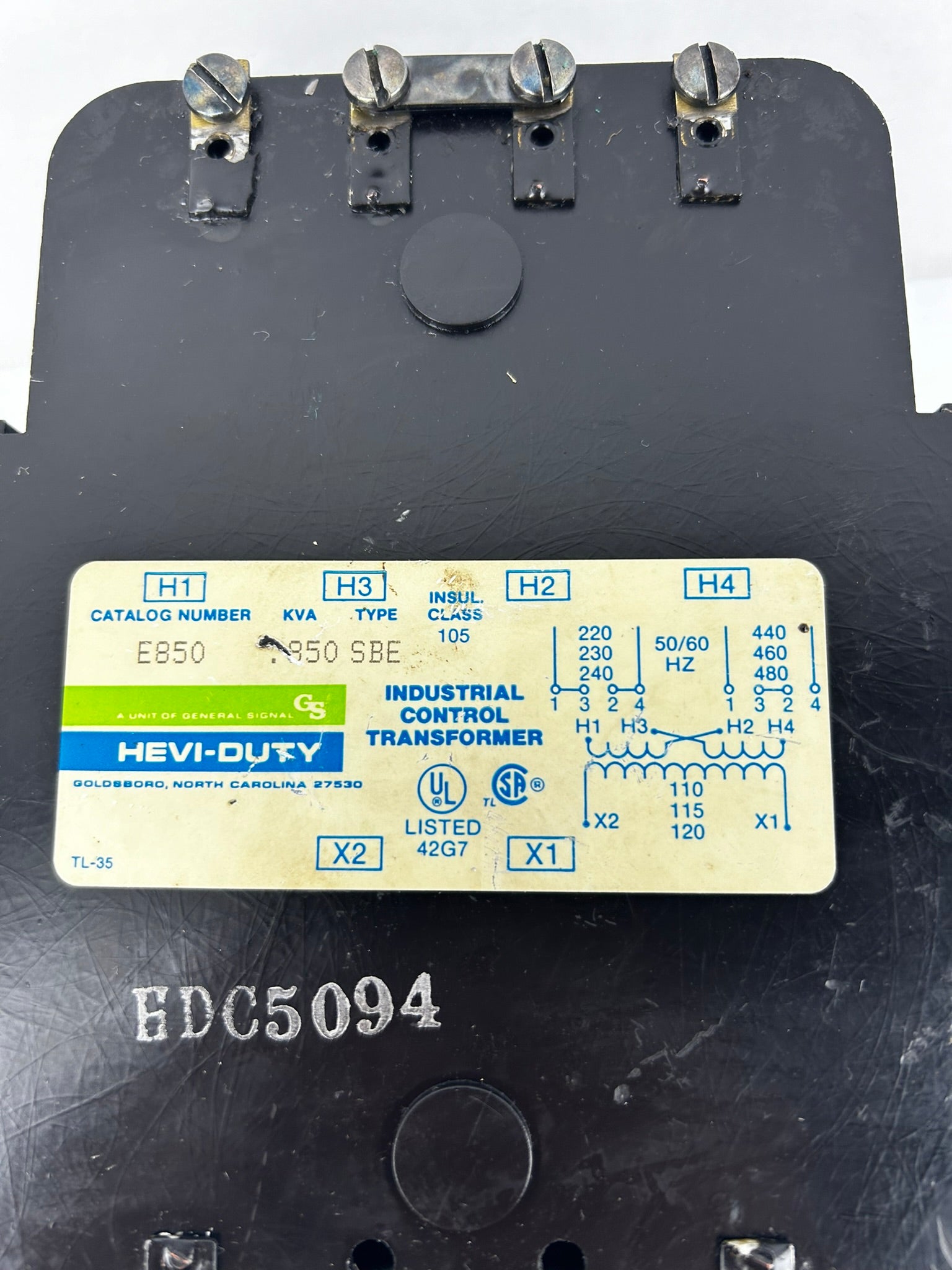 Heavy-Duty E850 Industrial Control Transformer Class: 105 Type: SBE 480V 50/60Hz