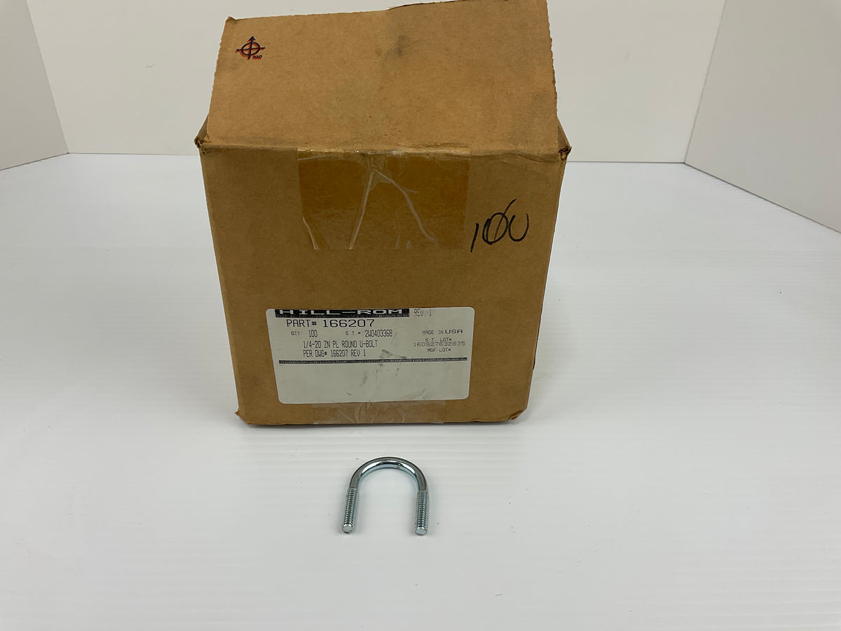Zinc Plated Round U-Bolt 1/4"-20 1.5-1.8" L x 1.6-1.15" W 166207 - Box of 100