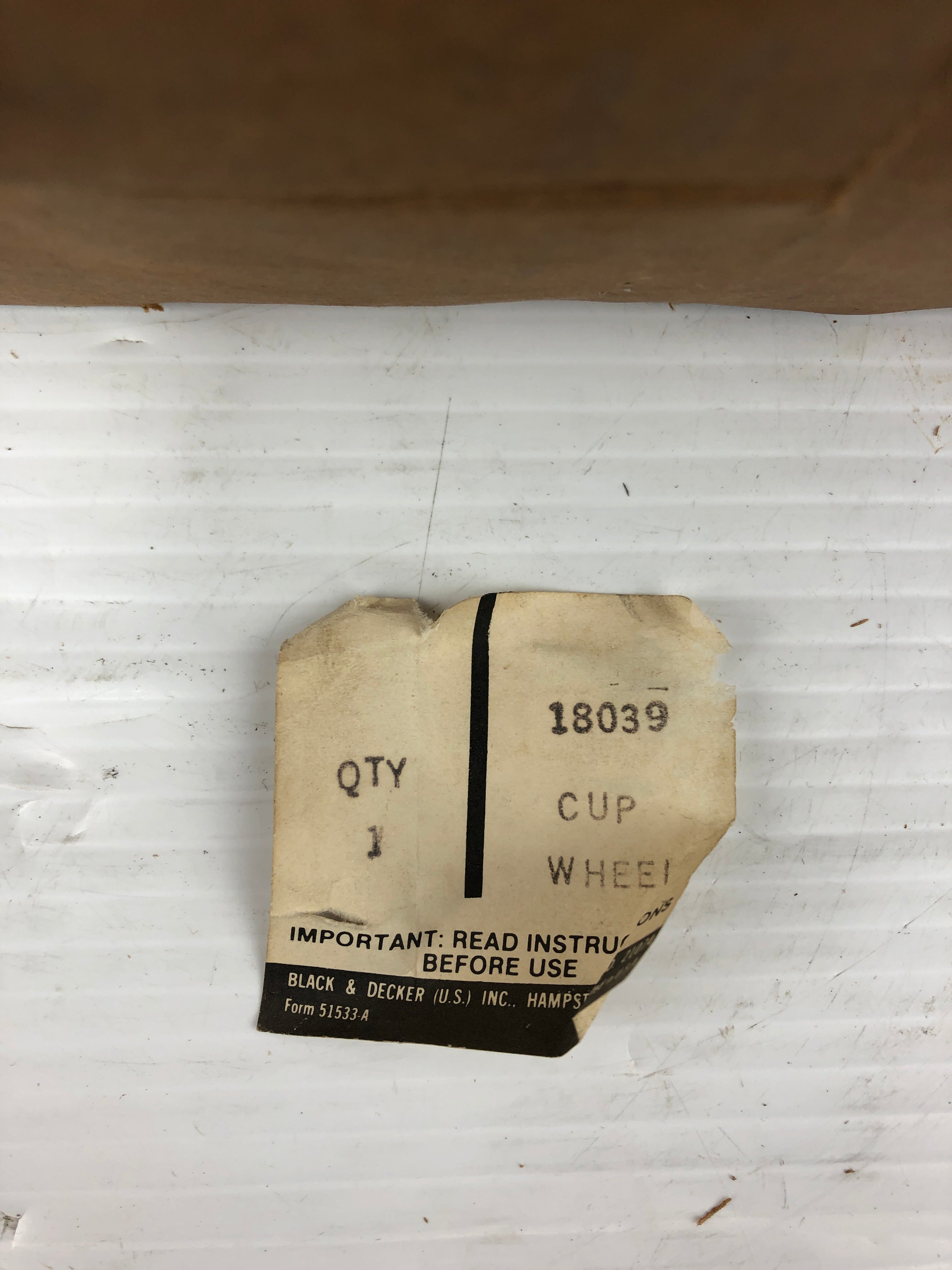 Black & Decker 18039 Cup Grinding Wheel 6045 RPM