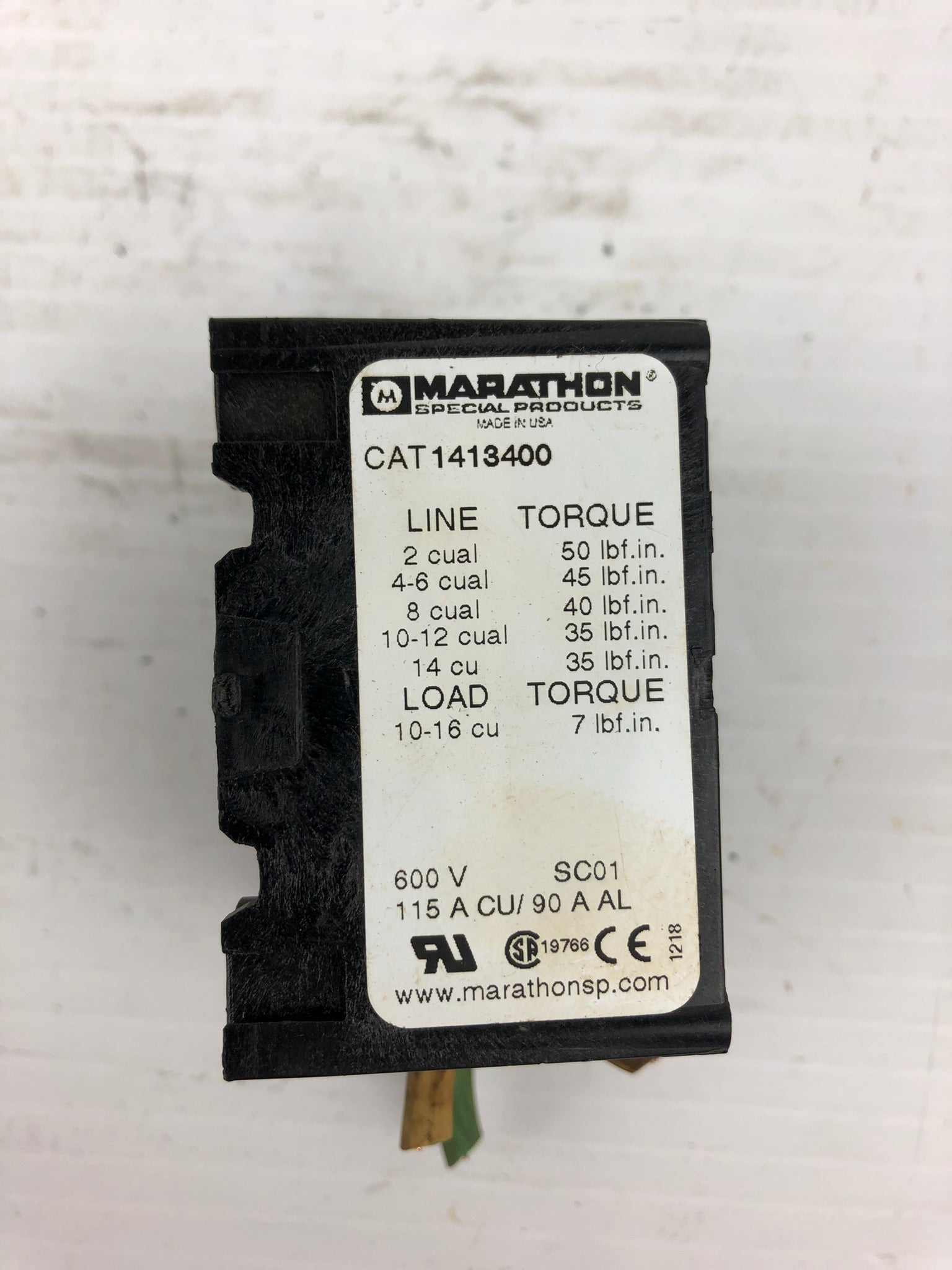Marathon 1413400 Terminal Block 600V 115A