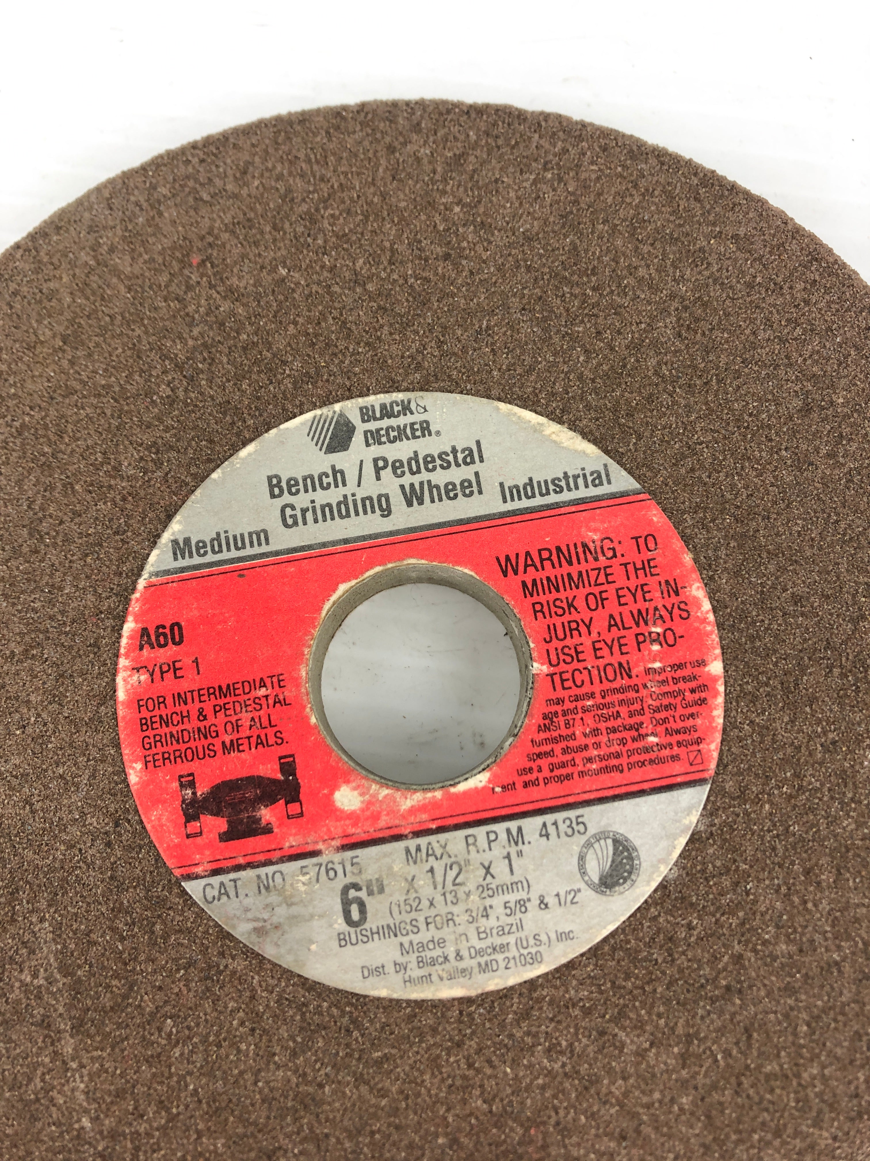 Black & Decker A60 Type 1 Bench Pedestal Grinding Wheel 57615