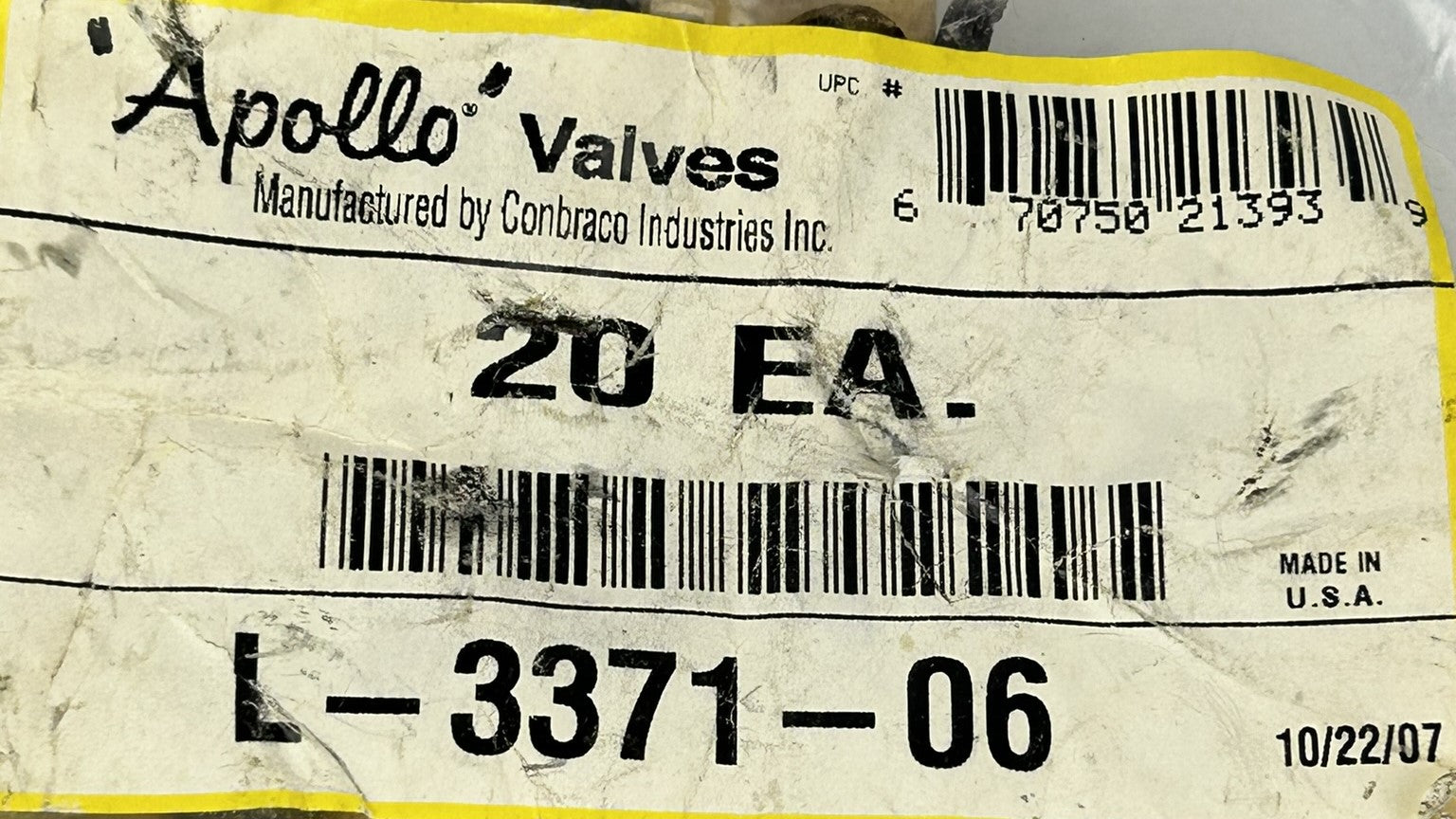 Apollo Valves L-3371-06 Tailpiece 3/4" NPT Brass L337106 - Bag of 18