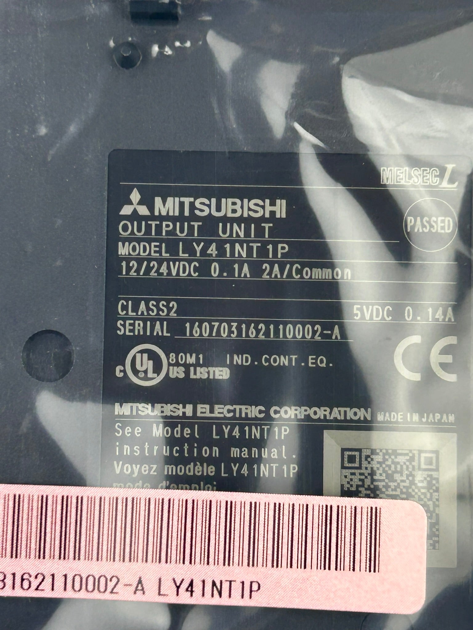 Mitsubishi LY41NT1P Output Unit PLC Module 12/24VDC 0.1A 2A/Common Class 2 5VDC