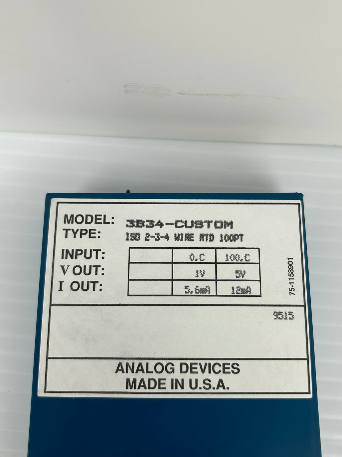 Analog Devices 3B34-CUSTOM Isolated RTD Input Module 12mA 5V