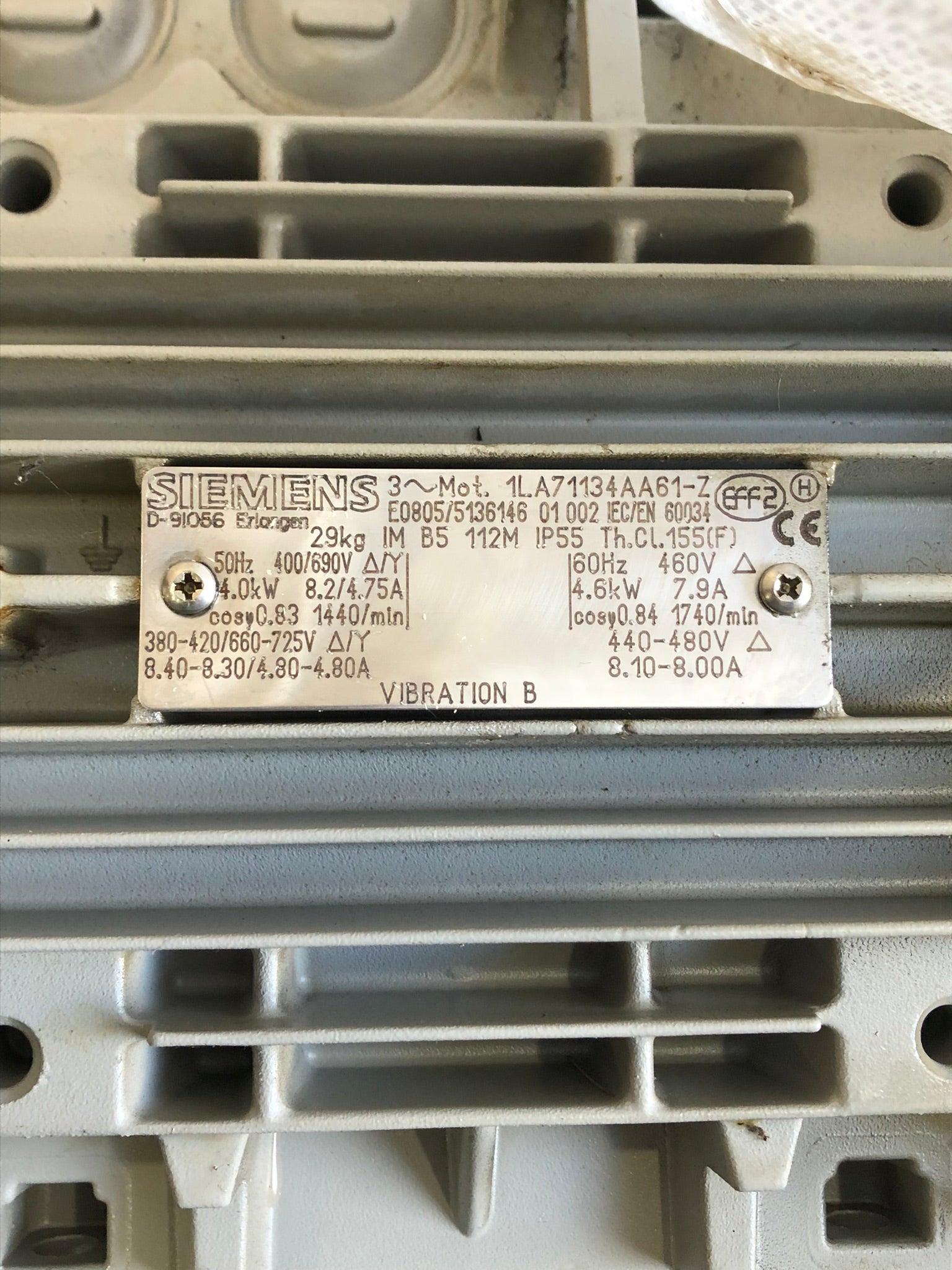 Siemens 1LA71134AA61-Z Motor with Attachment