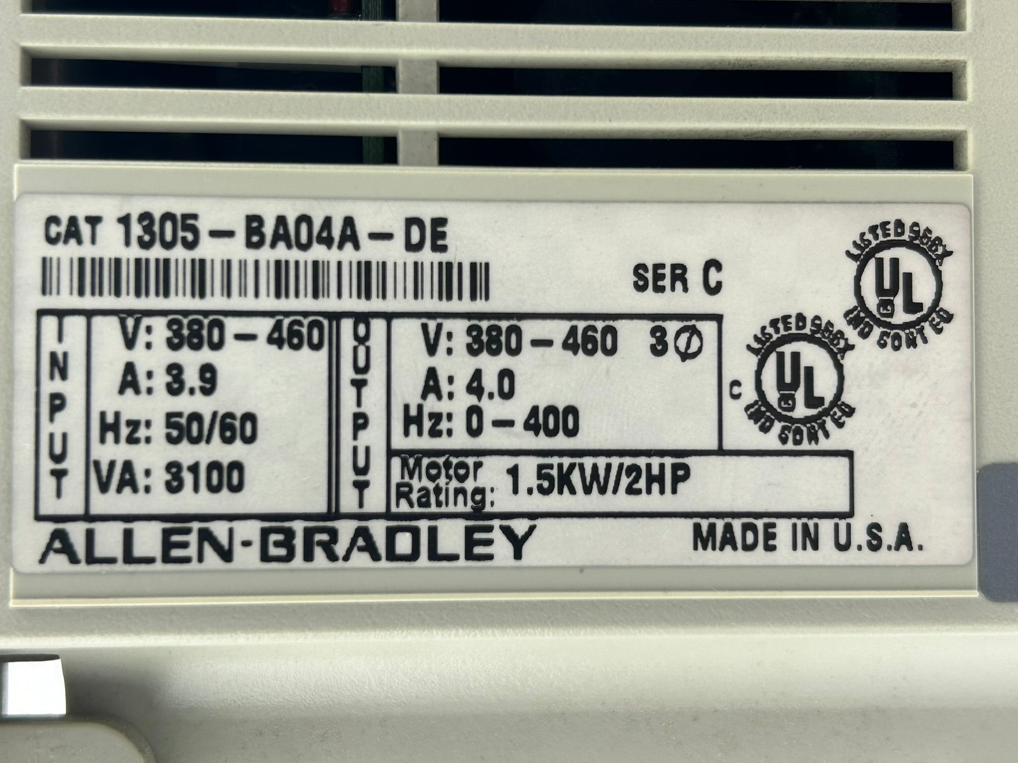 Allen Bradley 1305-BA04A-DE Variable Frequency Drive Series C - No Cover