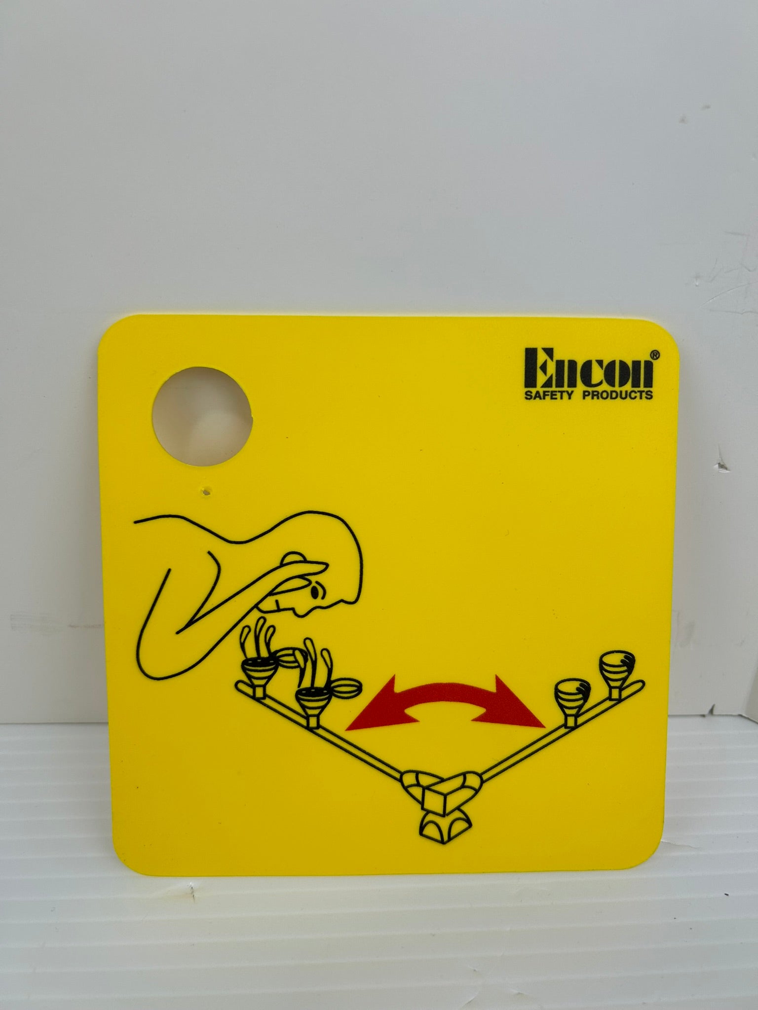 Encon Safety Swing Pull Away Eyewash Station Sign Yellow - Lot of 9