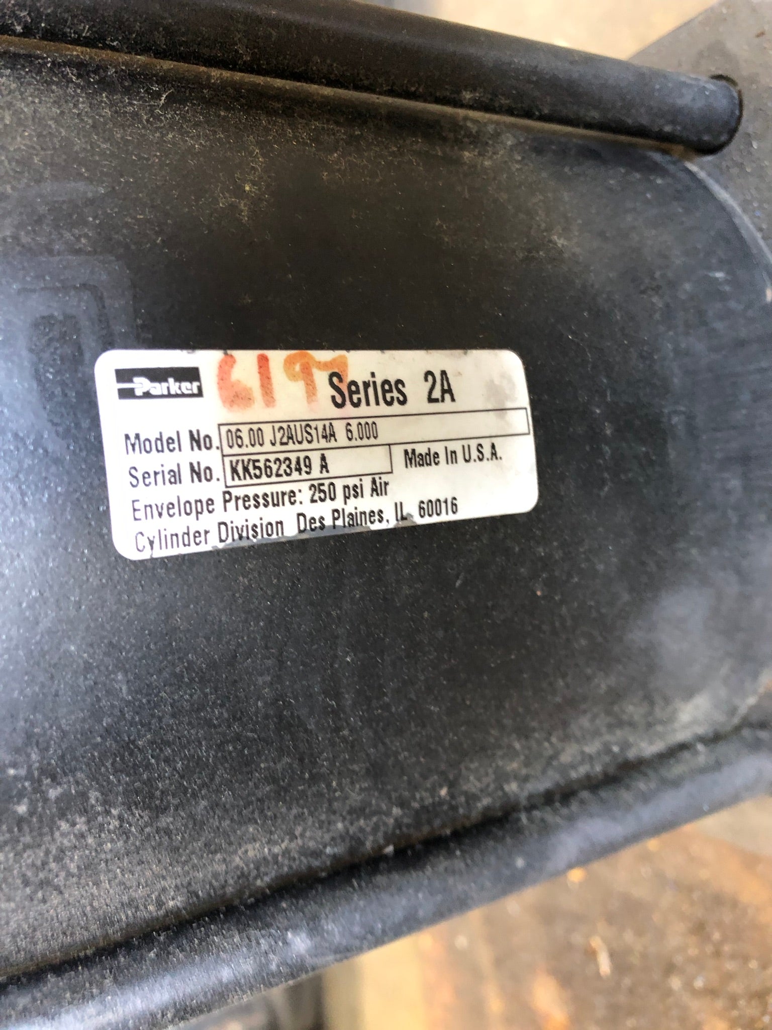 Parker 06.00 J2AUS14A 6.000 Hydraulic Cylinder Series 2A 250 PSI KK562349A