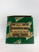 AU-VE-CO 3038 14 x 2" Br. Zinc Slotted Binding Head Tapping Screw - Lot of 100