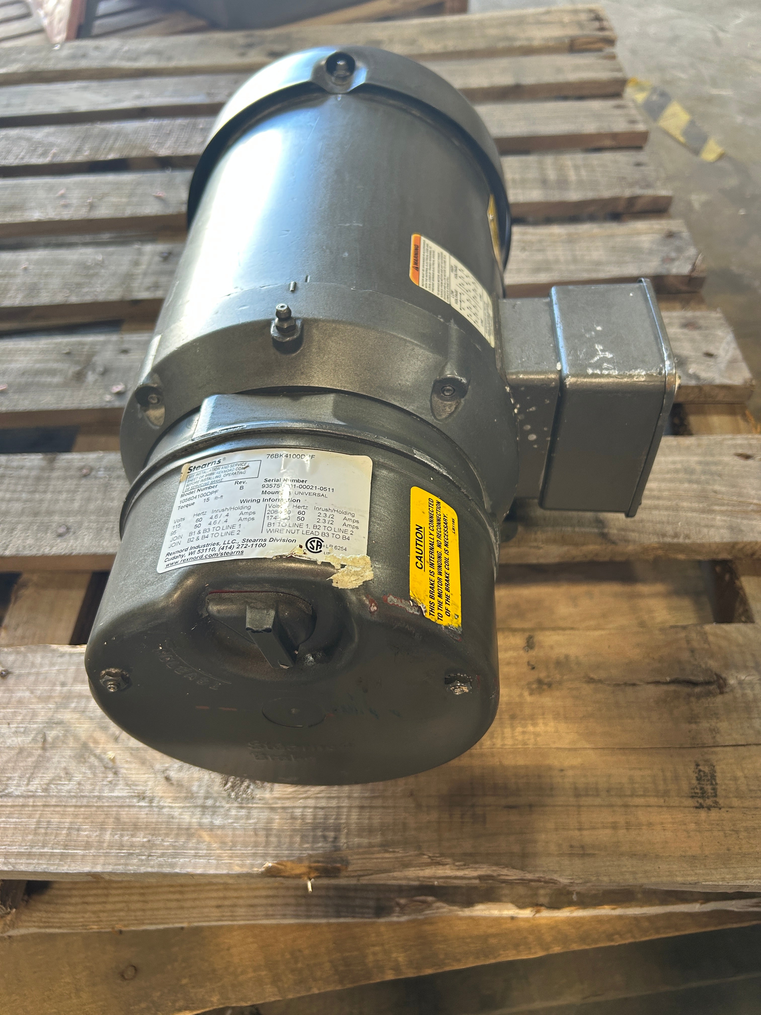 Baldor Reliance BM3611T Motor 3HP with Stearns 76BK4100DPF Brake 105604100DPF