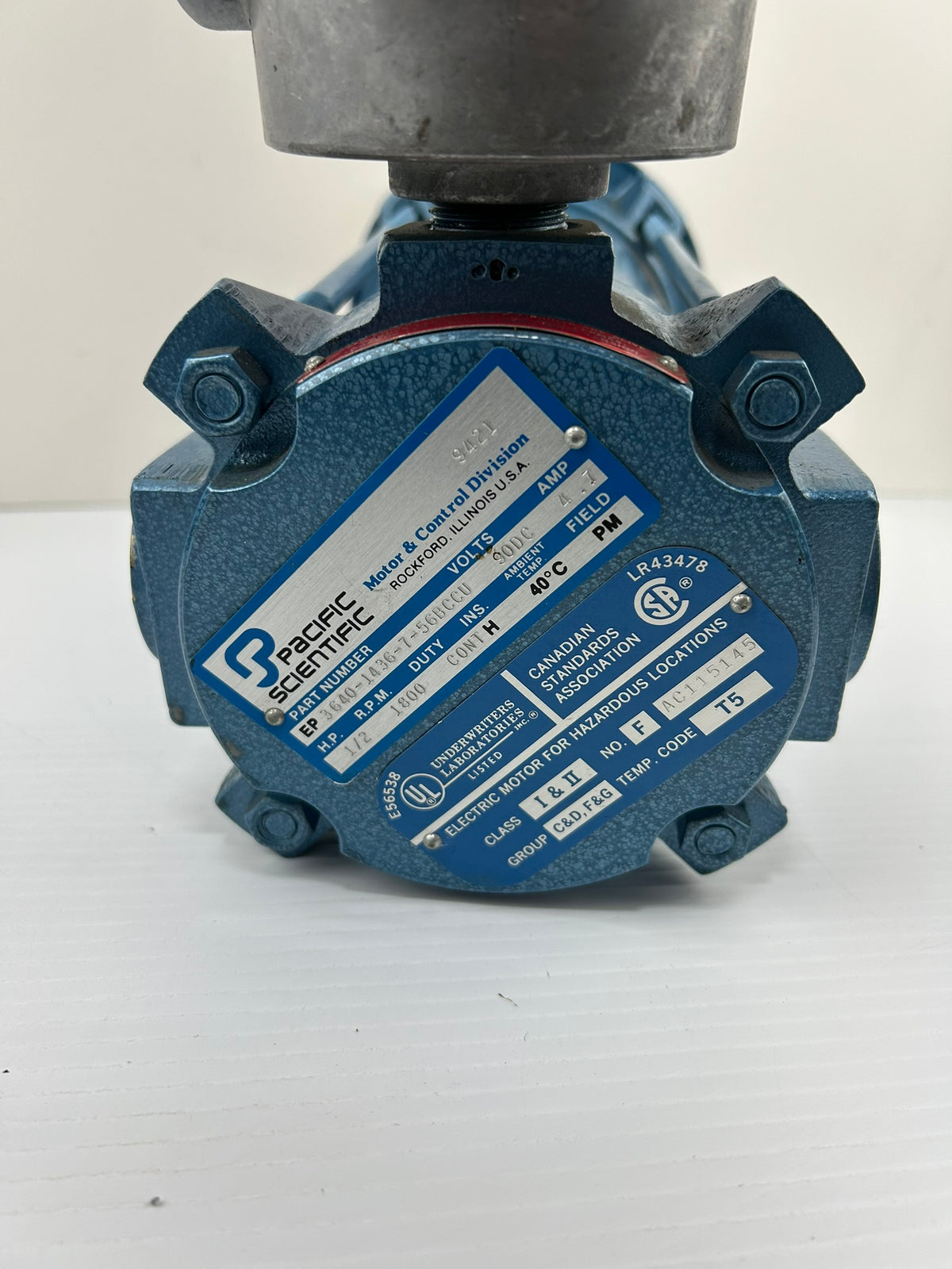 Pacific Scientific EP3640-1436-7-56BCCU Motor 1/2HP 1800 RPM