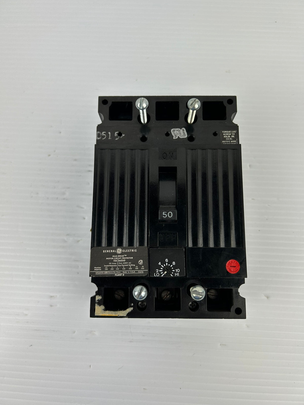 General Electric TEC36050 Motor Circuit Protector Breaker 50 Amp 3 Pole 600VAC