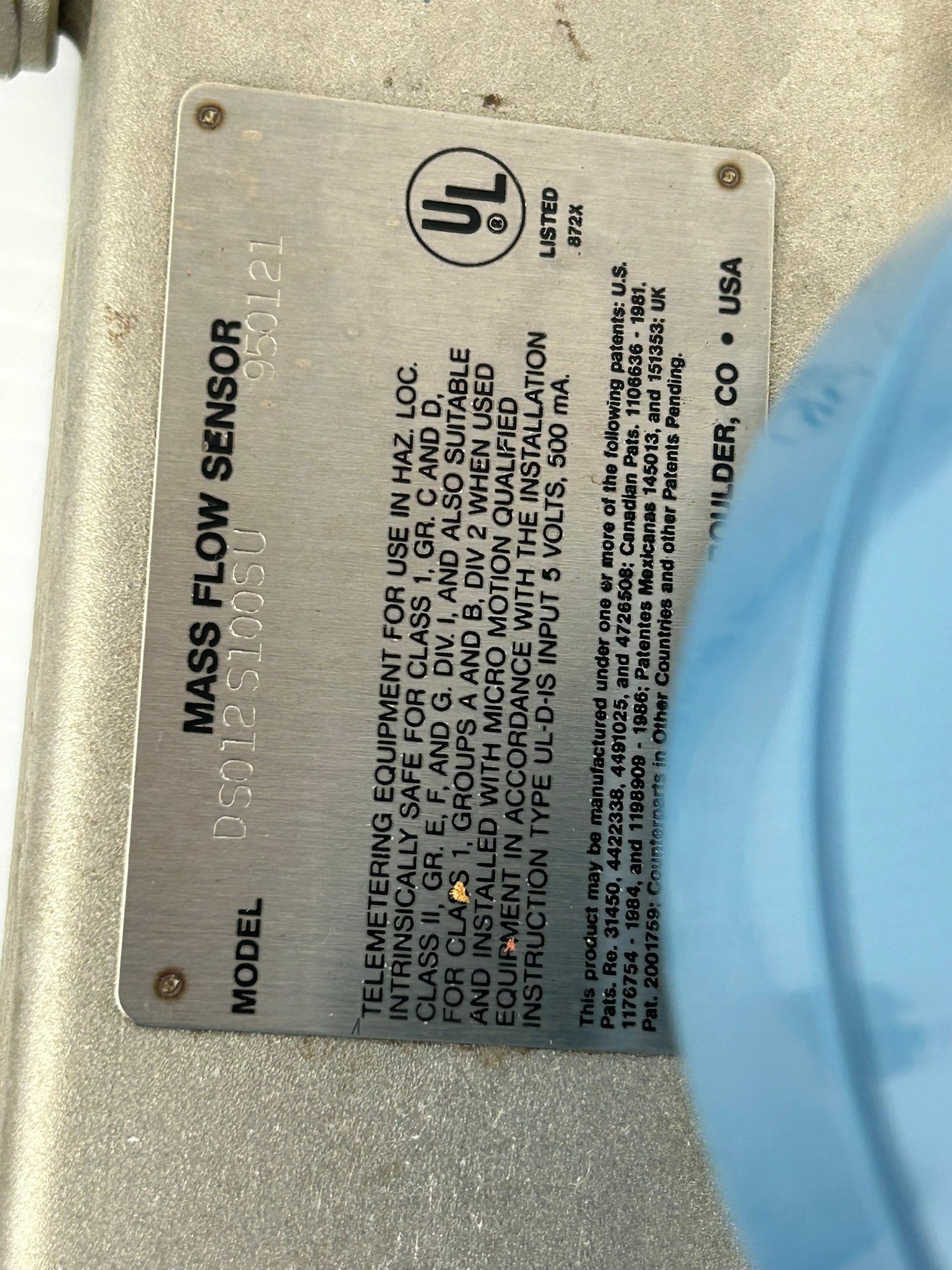 Micro Motion DS012S100SU Mass Flow Sensor Transmitter 08299