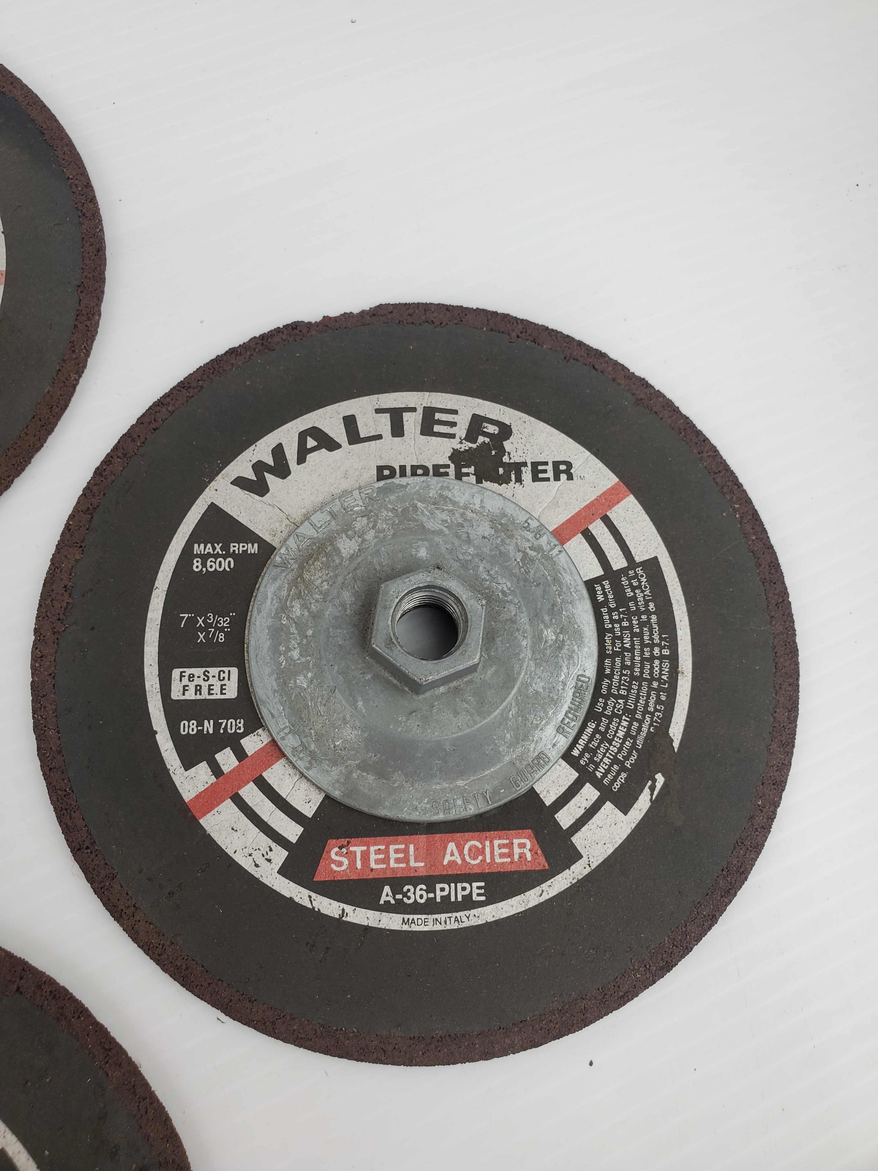 Walter A-36-PIPE Steel Acier PipeFitter Grinding Wheel 7x3/32x7/8" - Lot of 4