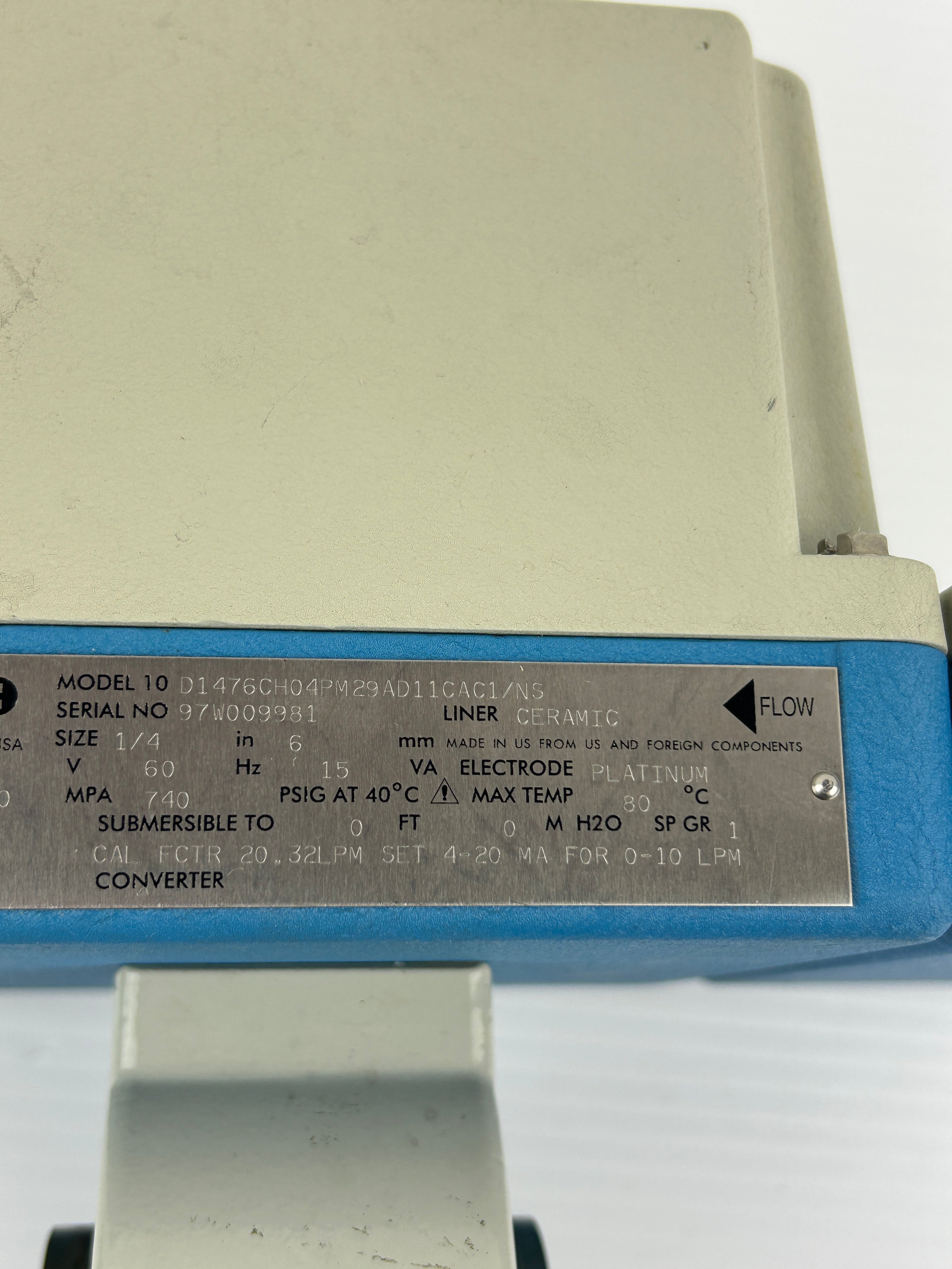 ABB Bailey Fischer & Porter 10D1476CH04PM29AD11CAC1/NS Flow Meter 1/4" 15VA