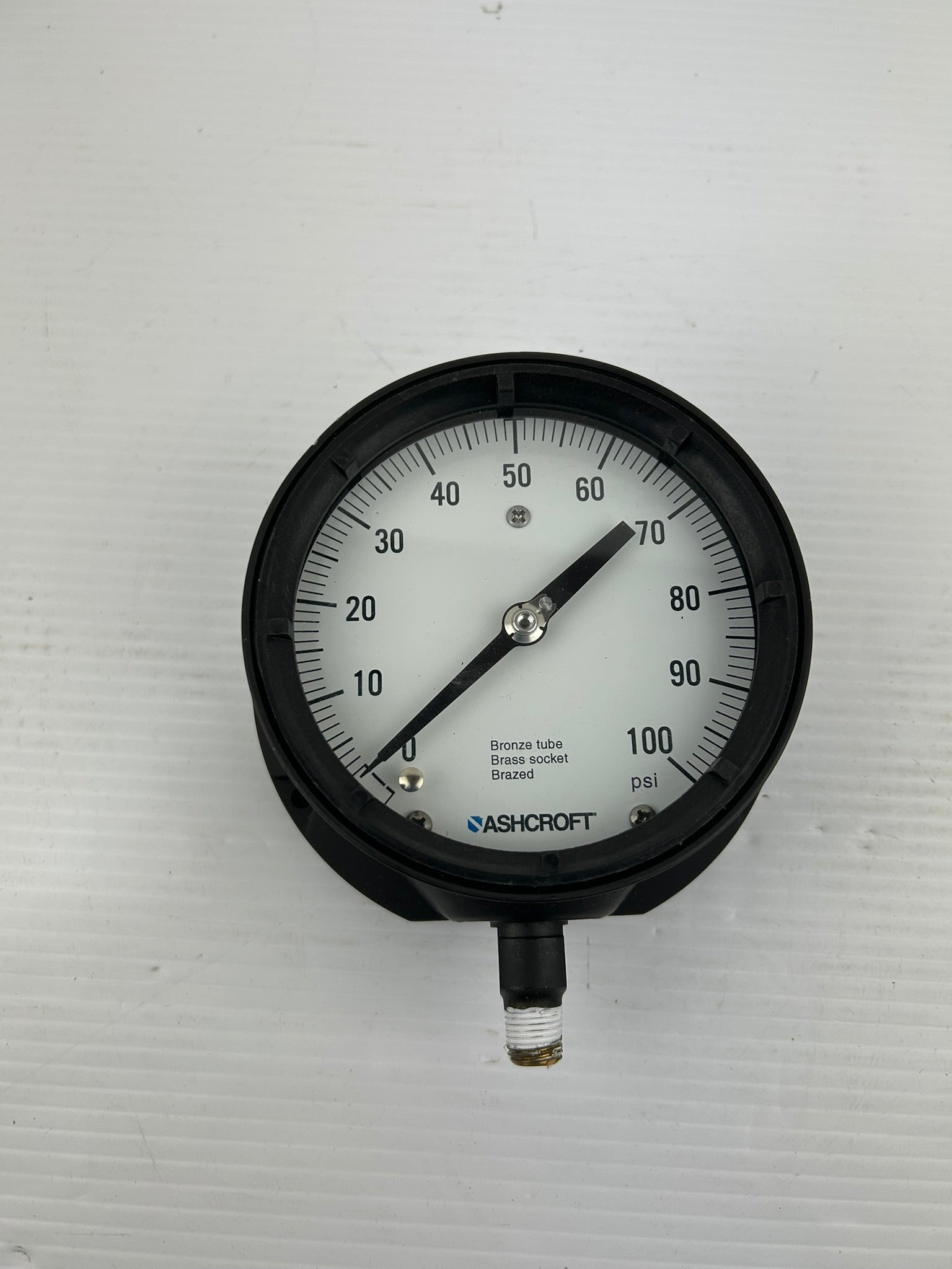 Ashcroft Gauge 0-100 PSI Bronze Tube Brass Socket Brazed
