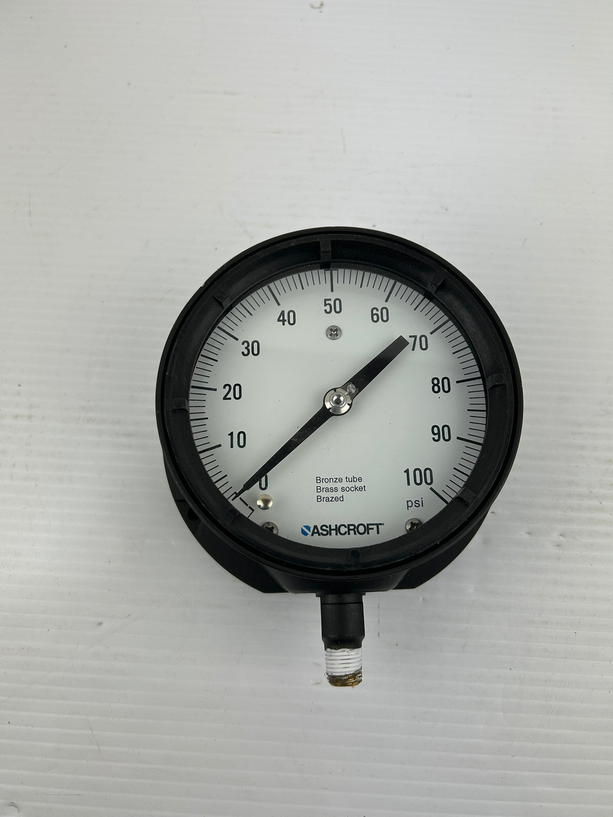 Ashcroft Gauge 0-100 PSI Bronze Tube Brass Socket Brazed