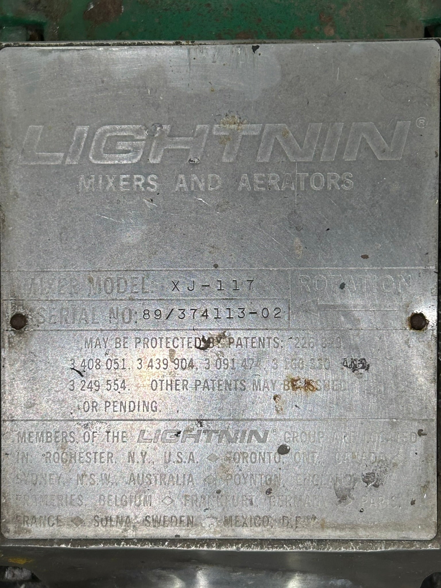 Lightnin XJ-117 Dura-Mix Mixer Motor R607473K883 1.17HP 1725/1450RPM 3PH