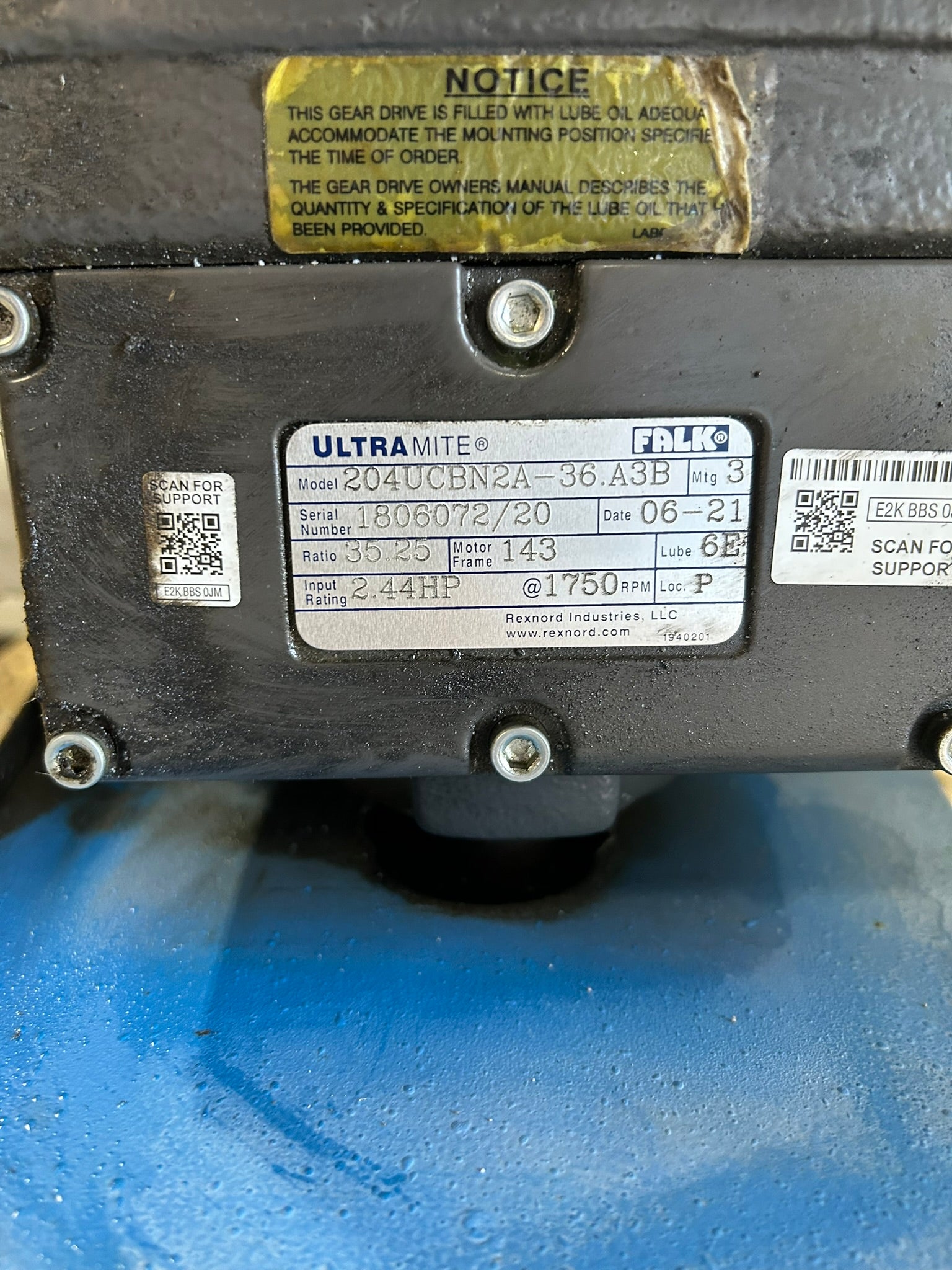 Andritz Sprout 10X8 STD Blower Rotary Airlock Valve w/ Gearbox & Motor 07-00062