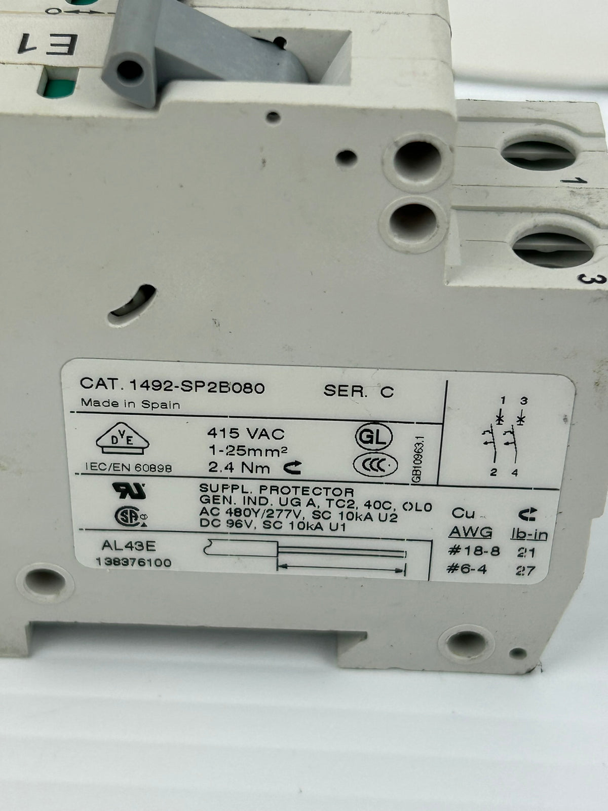 Allen-Bradley 1492-SP2B080 Circuit Breaker Series C 8A 2P - Lot of 3