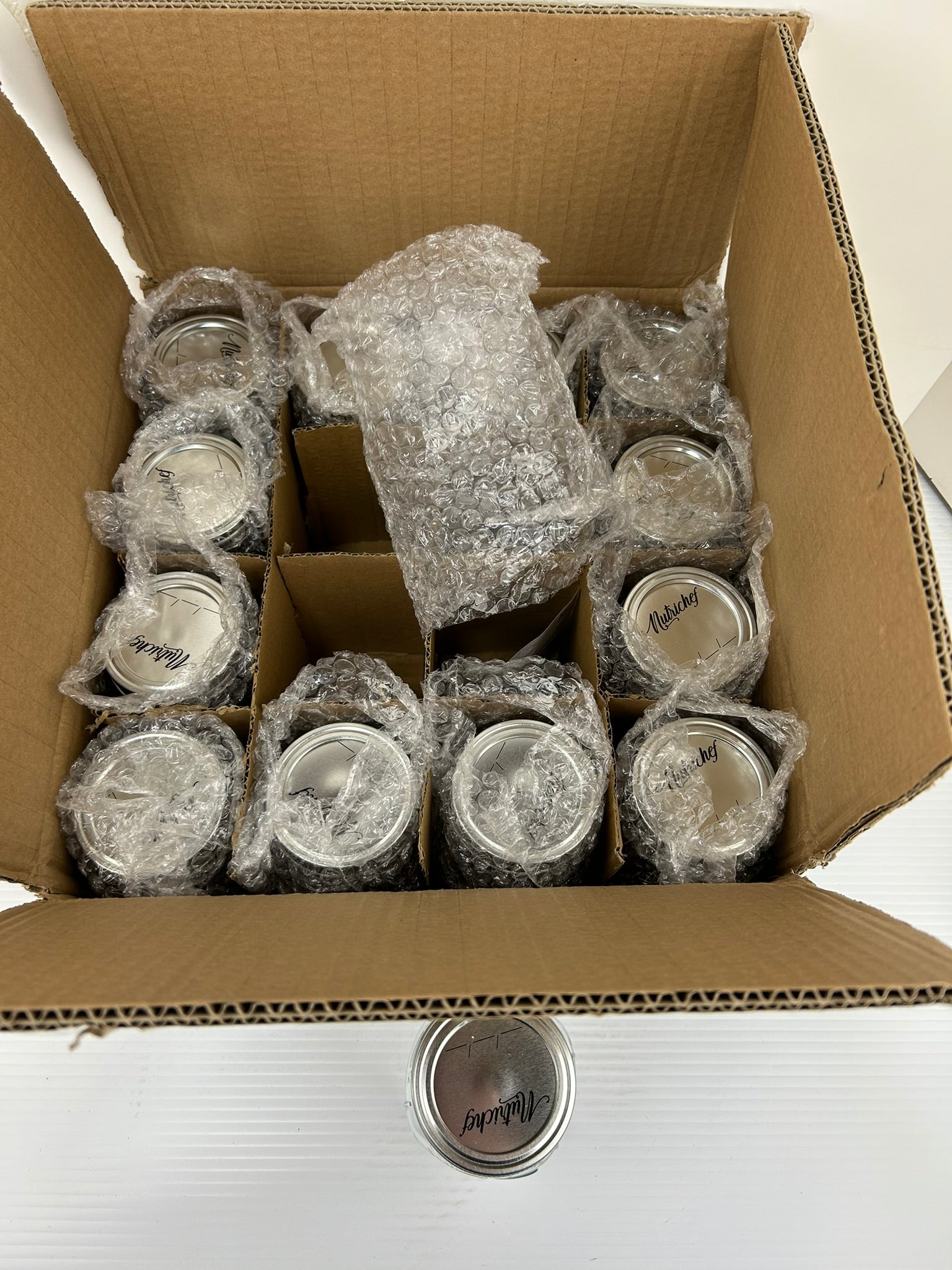 NutriChef NCMSJ16 Glass Mason Jars 12 oz - Box of 13 Jars