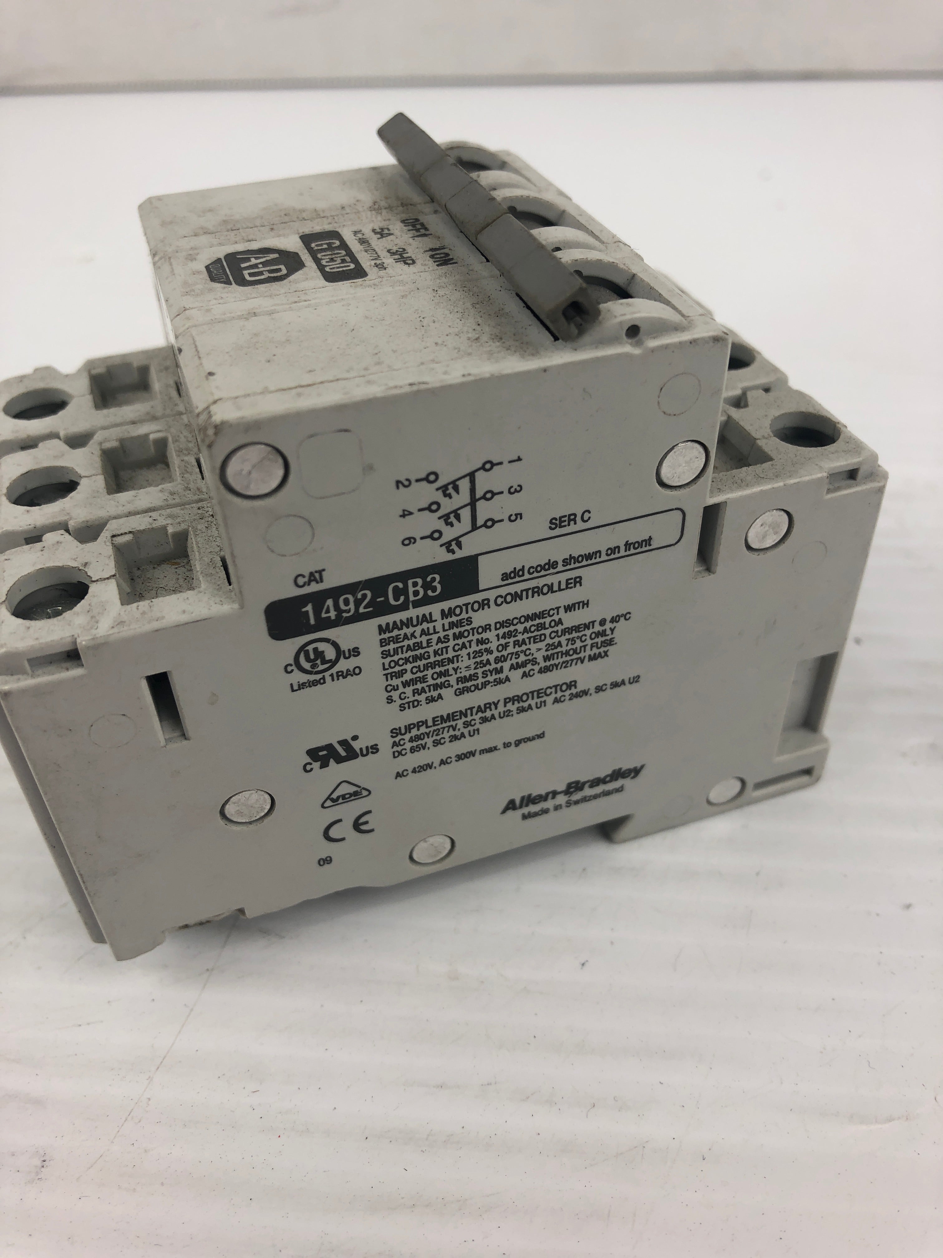 Allen Bradley 1492-CB3 Circuit Breaker G050 5A 3HP Series C
