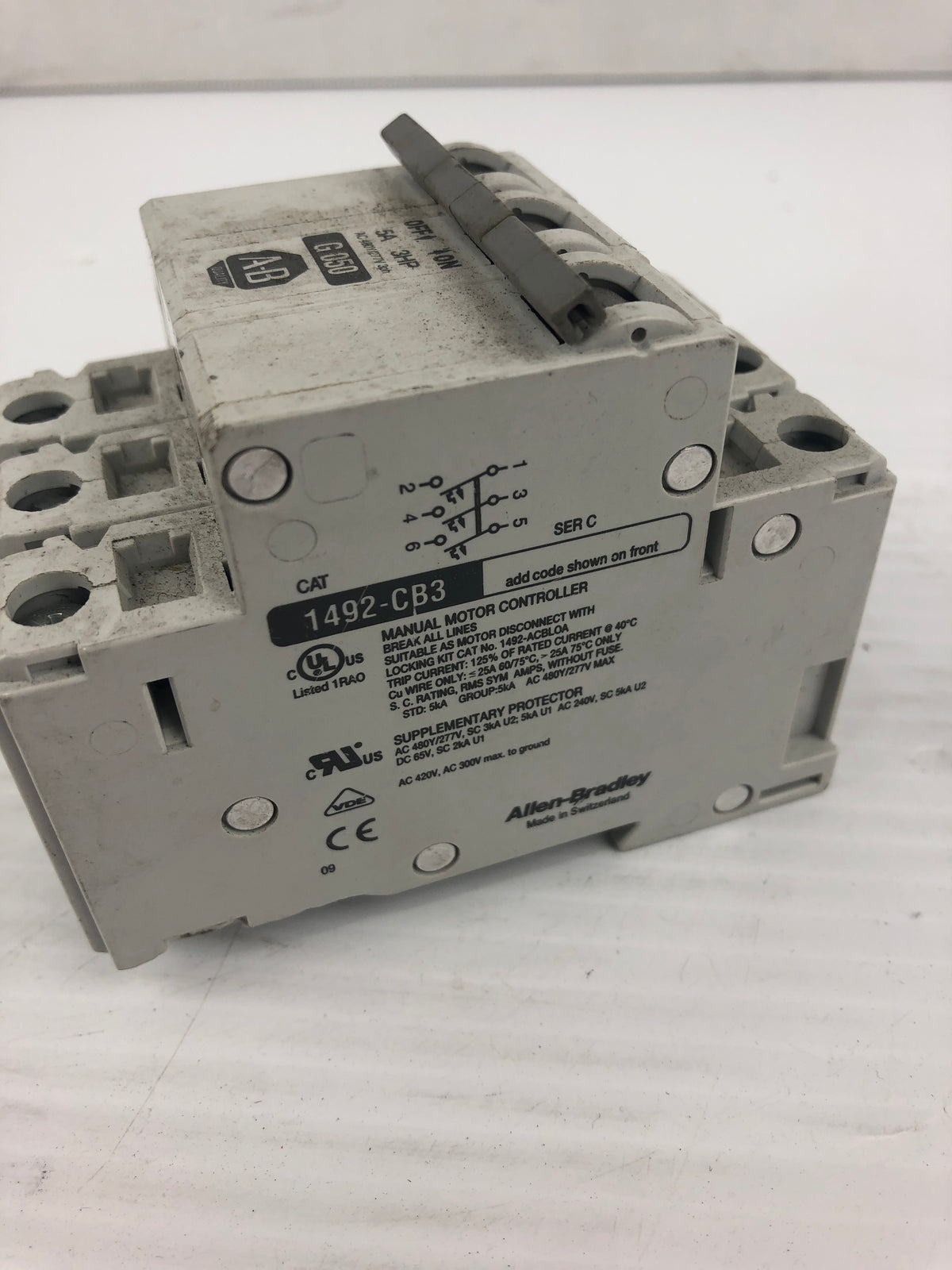 Allen Bradley 1492-CB3 Circuit Breaker G050 5A 3HP Series C