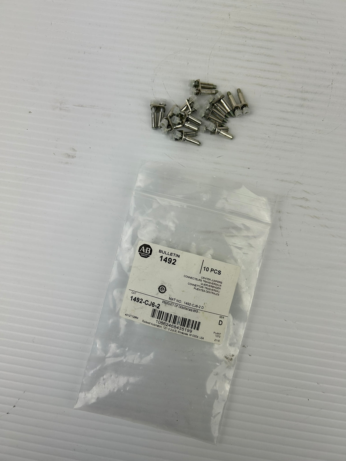 Allen Bradley 1492-CJ6-2 Center Jumpers Series D - Lot of 10
