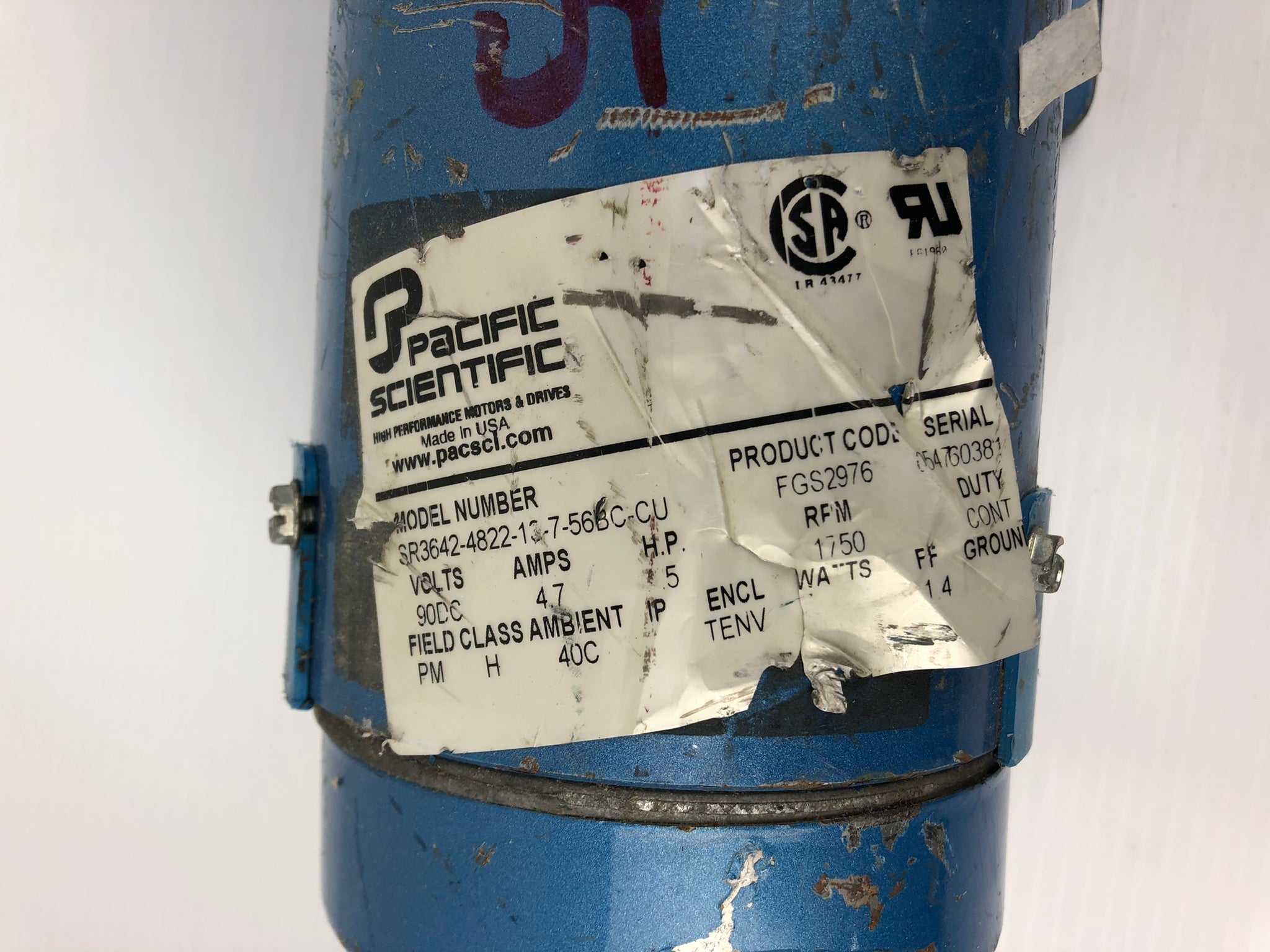 Pacific Scientific SR3642-4822-13-7-56BC-CU Motor 5 HP 1750 RPM 4.7A