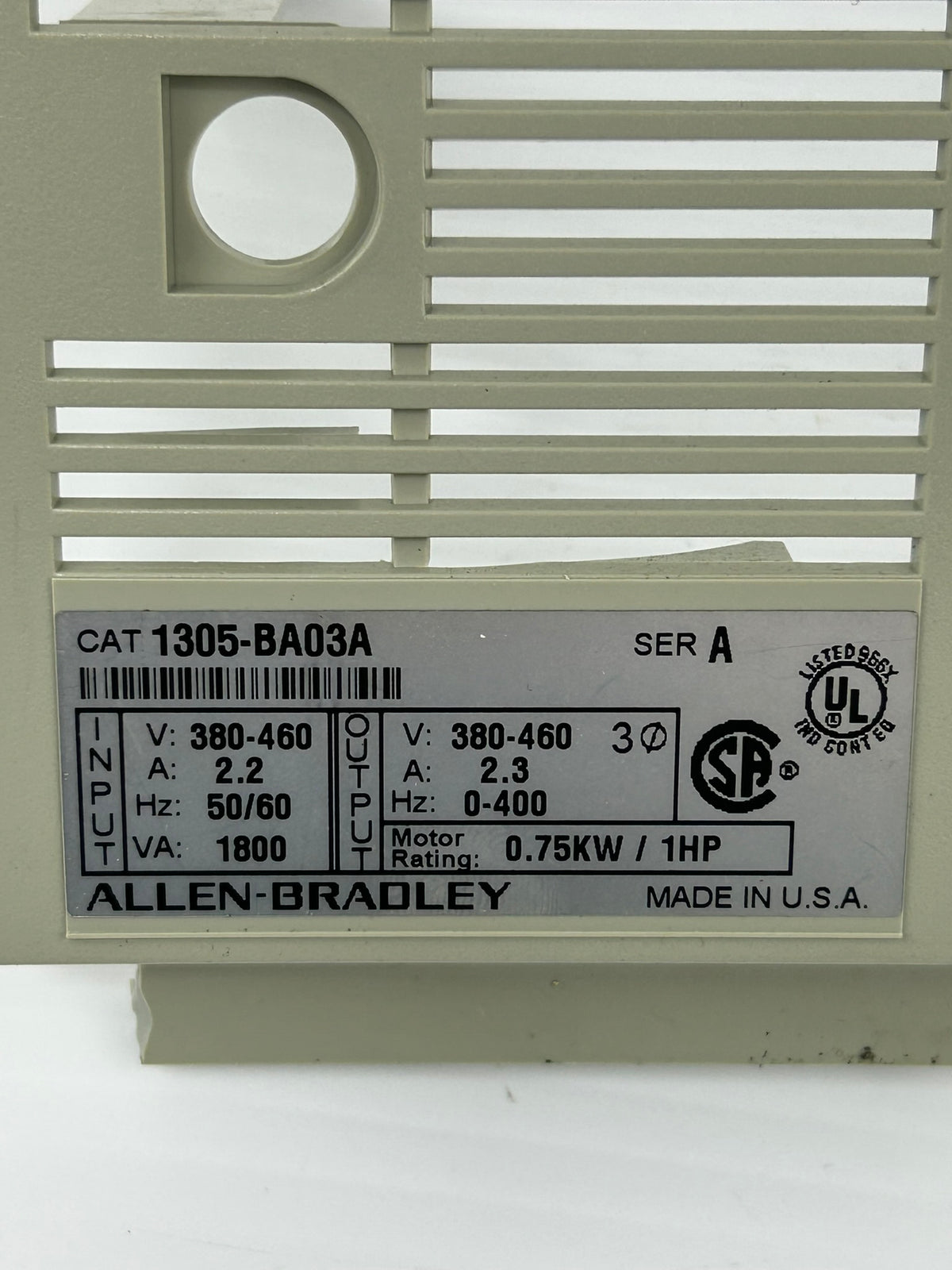 Allen-Bradley 1305-BA03A Drive Series A 0.75kW/1HP - Missing Top Cover