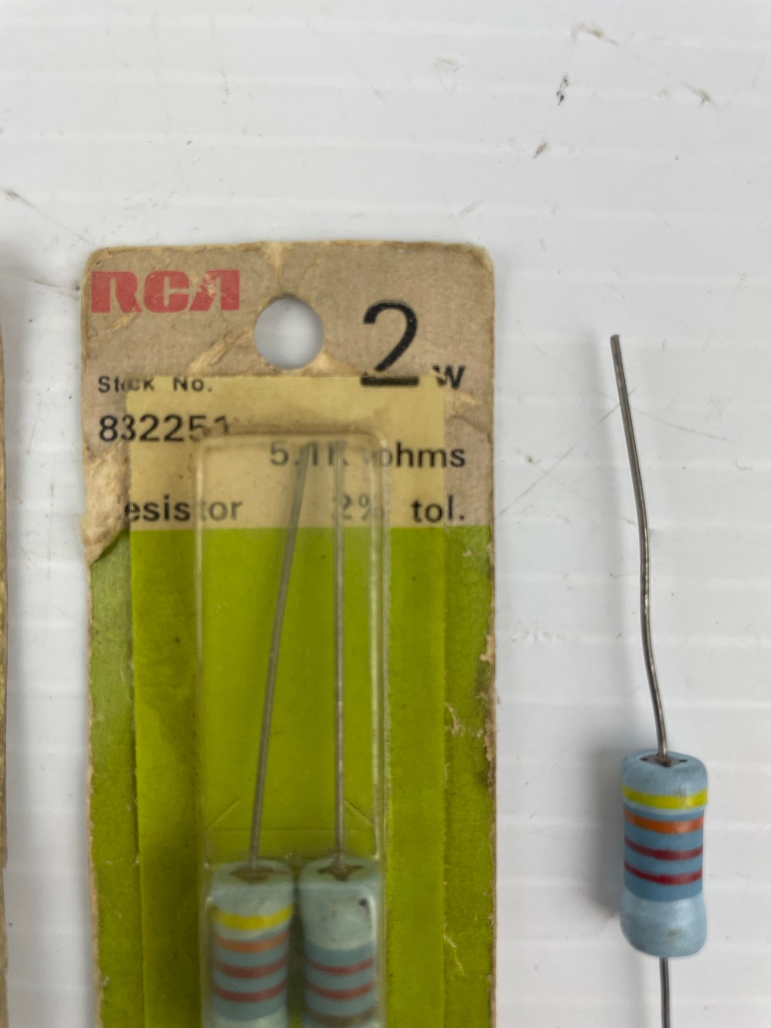 RCA Resistor Lot of 7 Resistors 2W 2% tol. 832251 5.1K 832268 6.8K 832391 91K