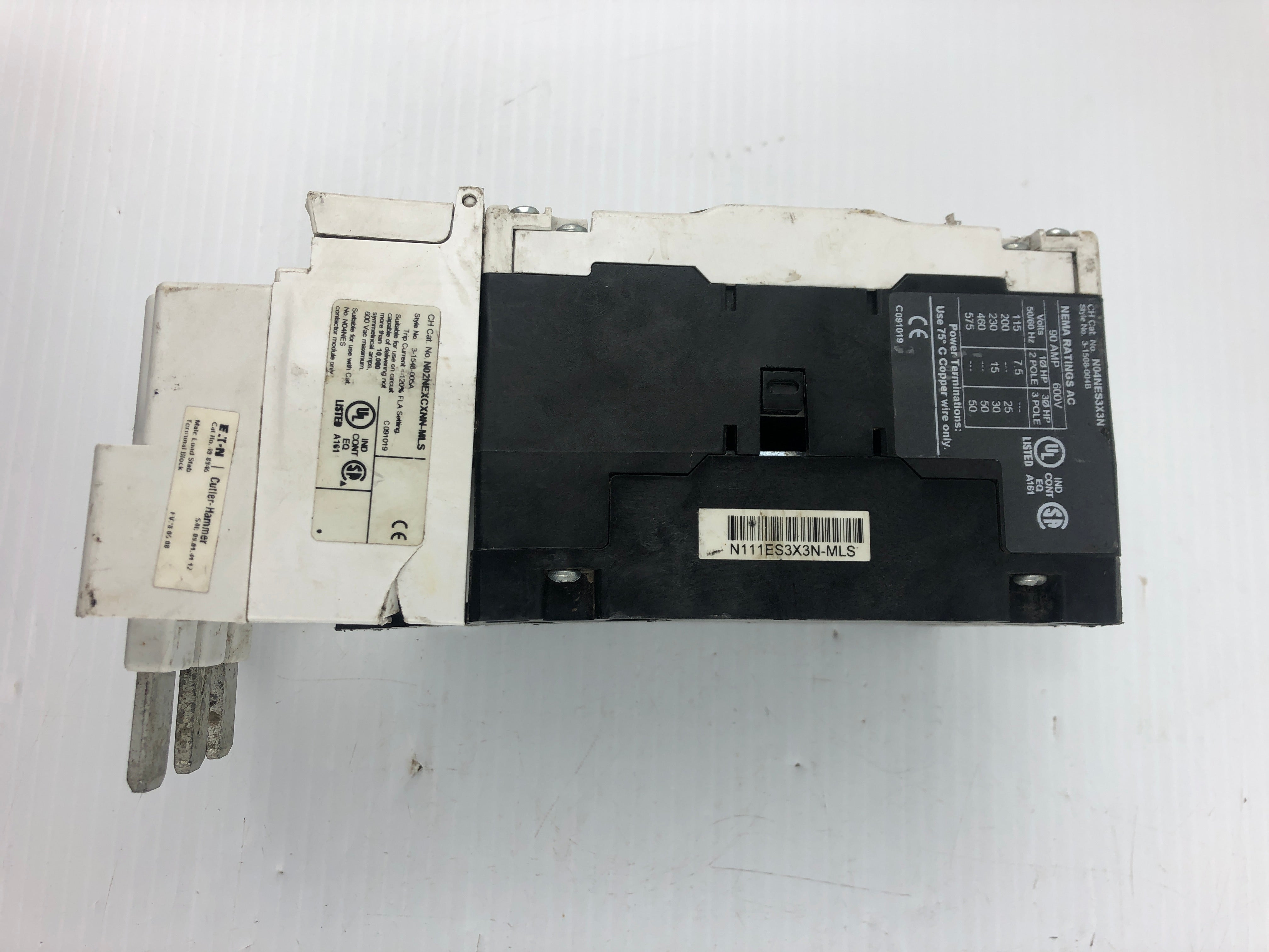 Eaton N02NEXCXNN-MLS Starter Contact Block 90A 600V N04NES3X33N (Broken Casing)