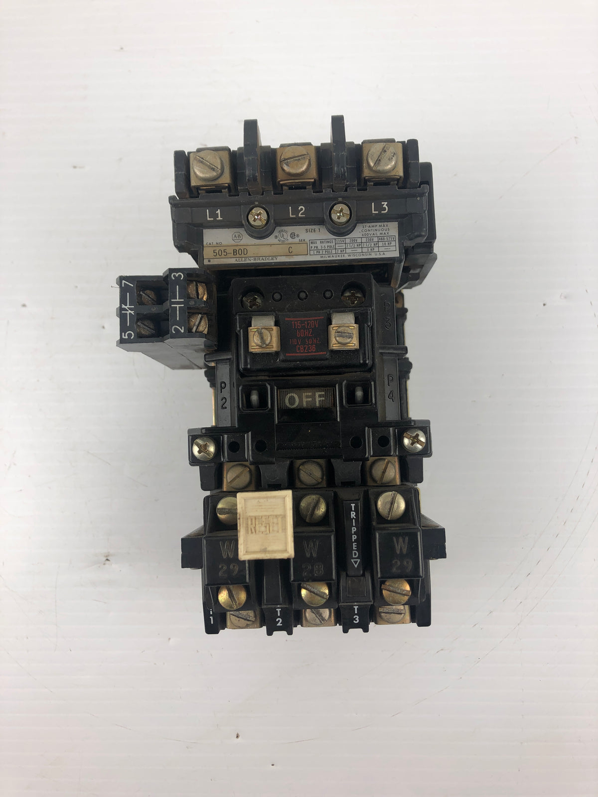 Allen-Bradley 505-B0D Reverse Motor Starter Series C 600VAC 505-BOD Size 1