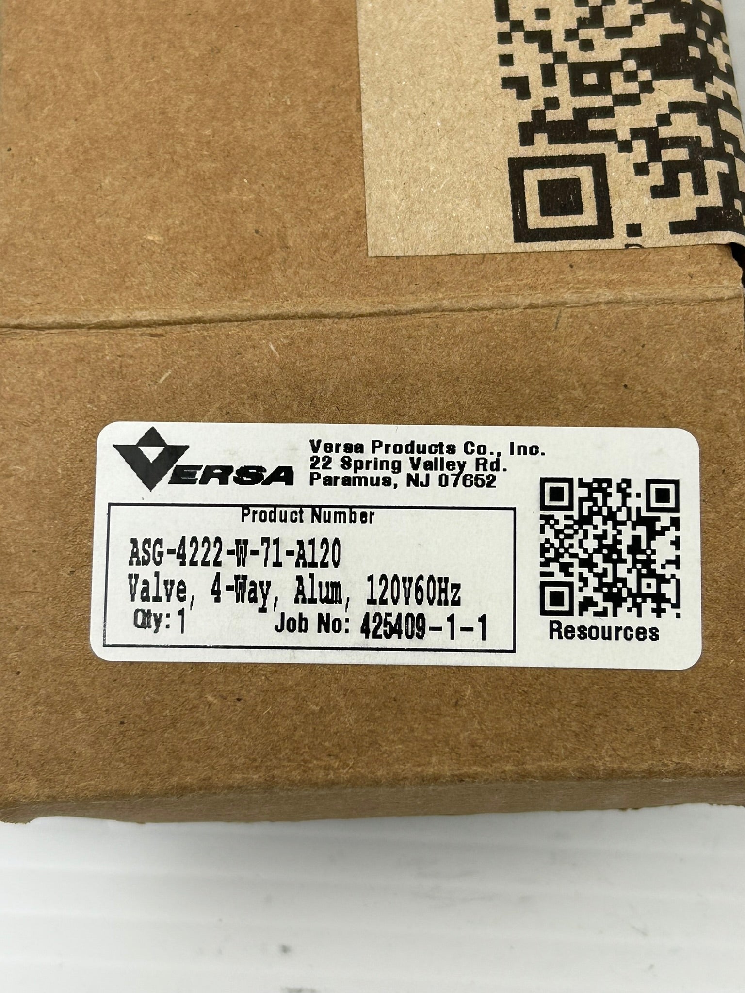 Versa ASG-4222-W-71-A120 4-Way Valve Aluminum 120V 60Hz