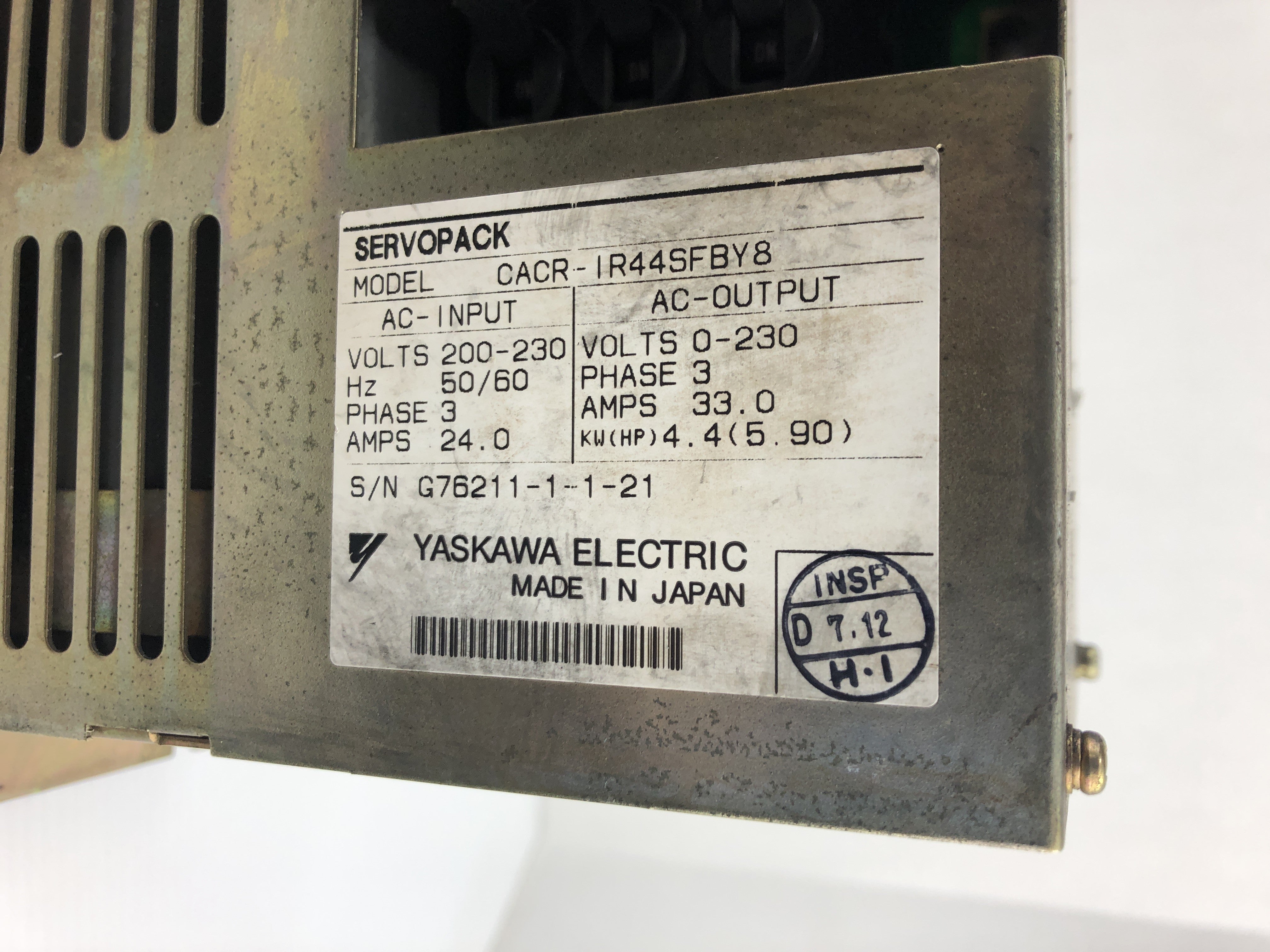 Yaskawa Electric CACR-IR44SFBY8 ServoPack Servo Drive