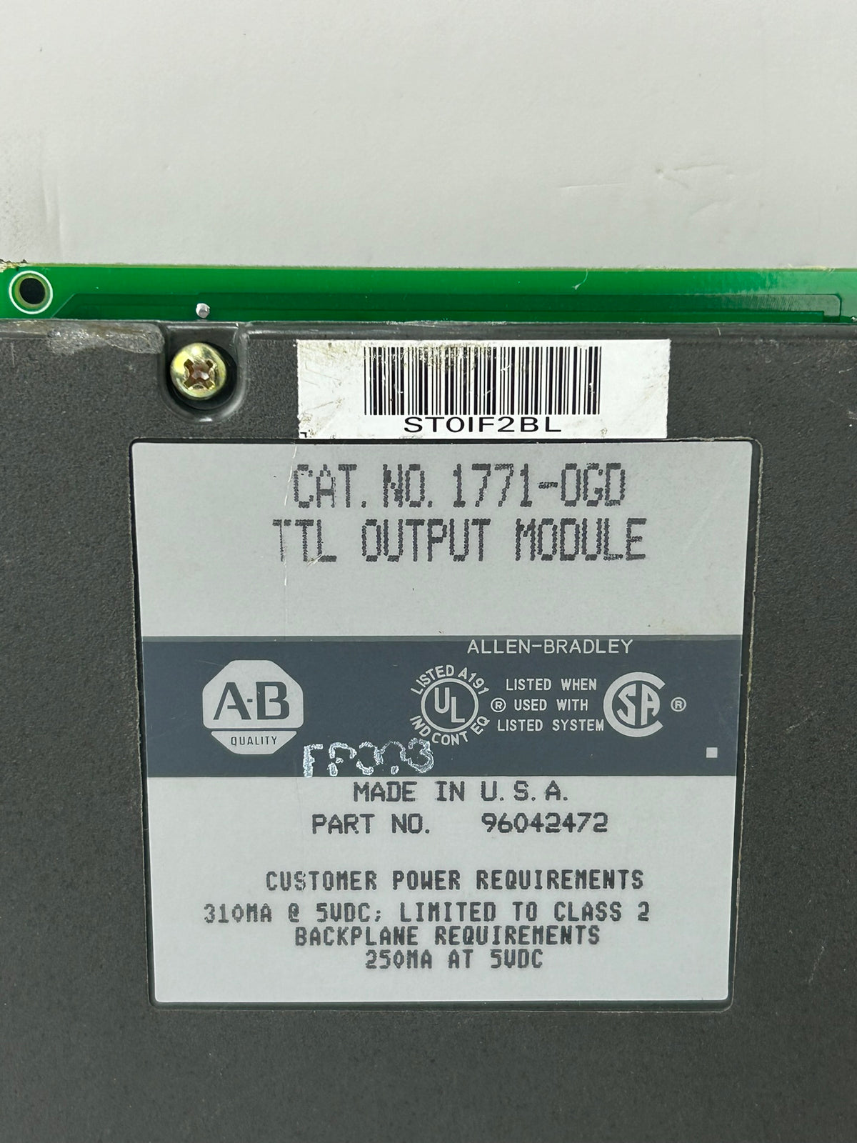 Allen-Bradley 1771-0GD TTL Output Module 310mA 5VDC