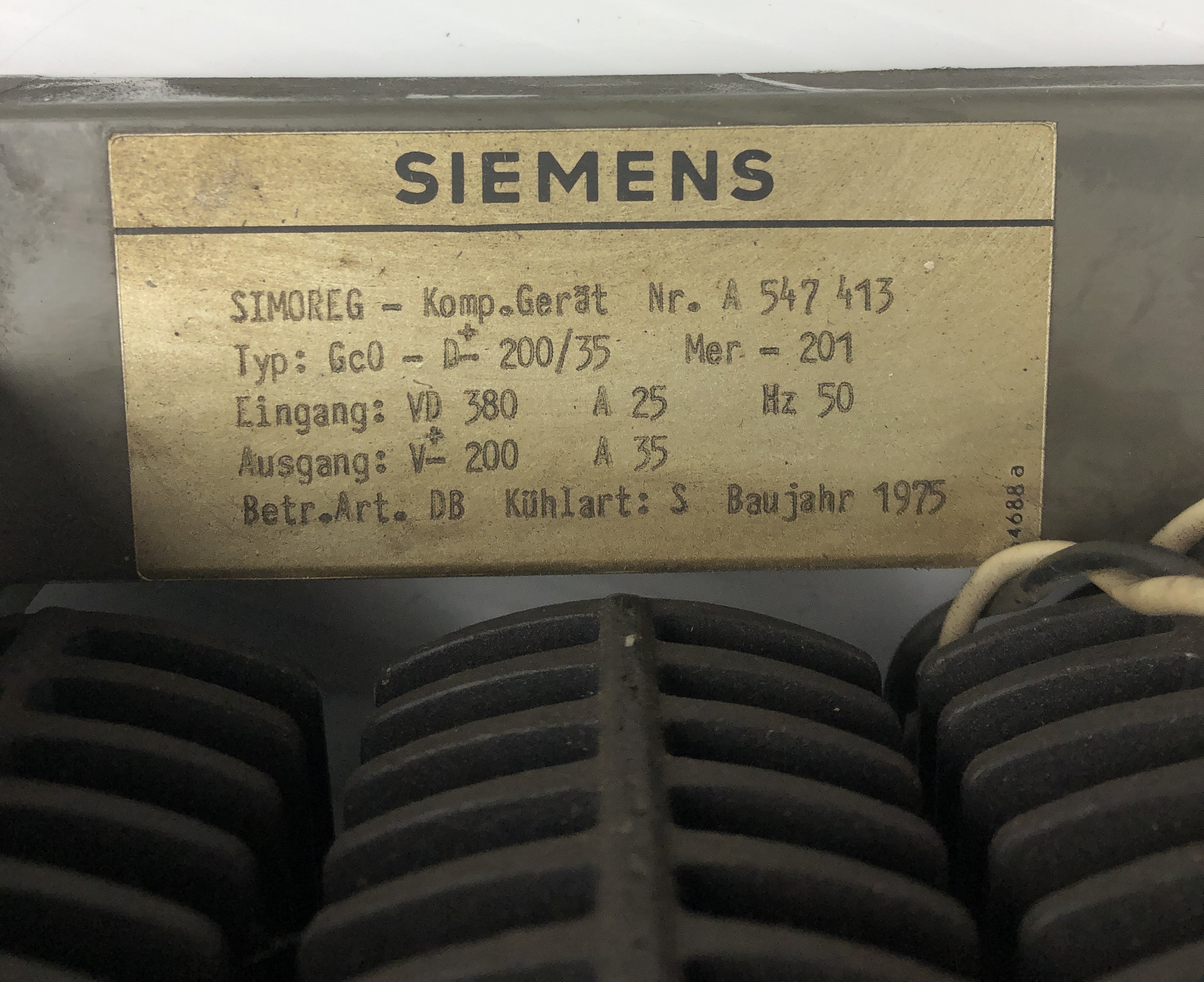 Siemens Simoreg Gc0-D-200/35 Drive without Cover A 547413 200V 25/35A 50Hz
