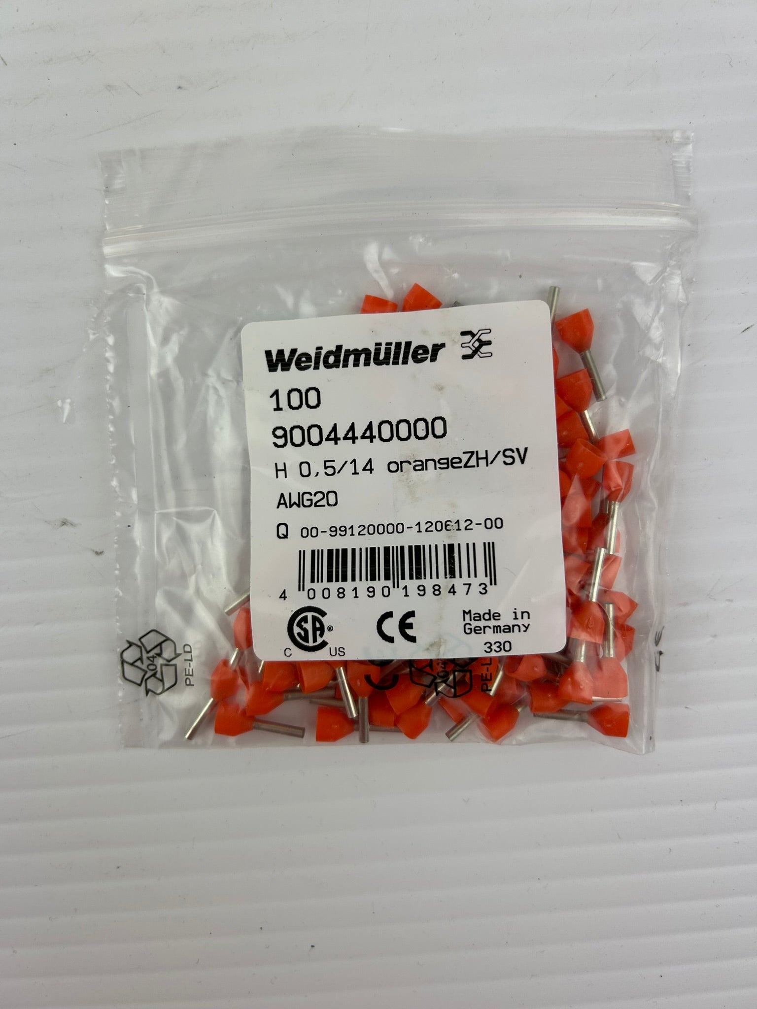 Weidmuller 9004440000 Wire-End Ferrule Orange - Lot of 1500