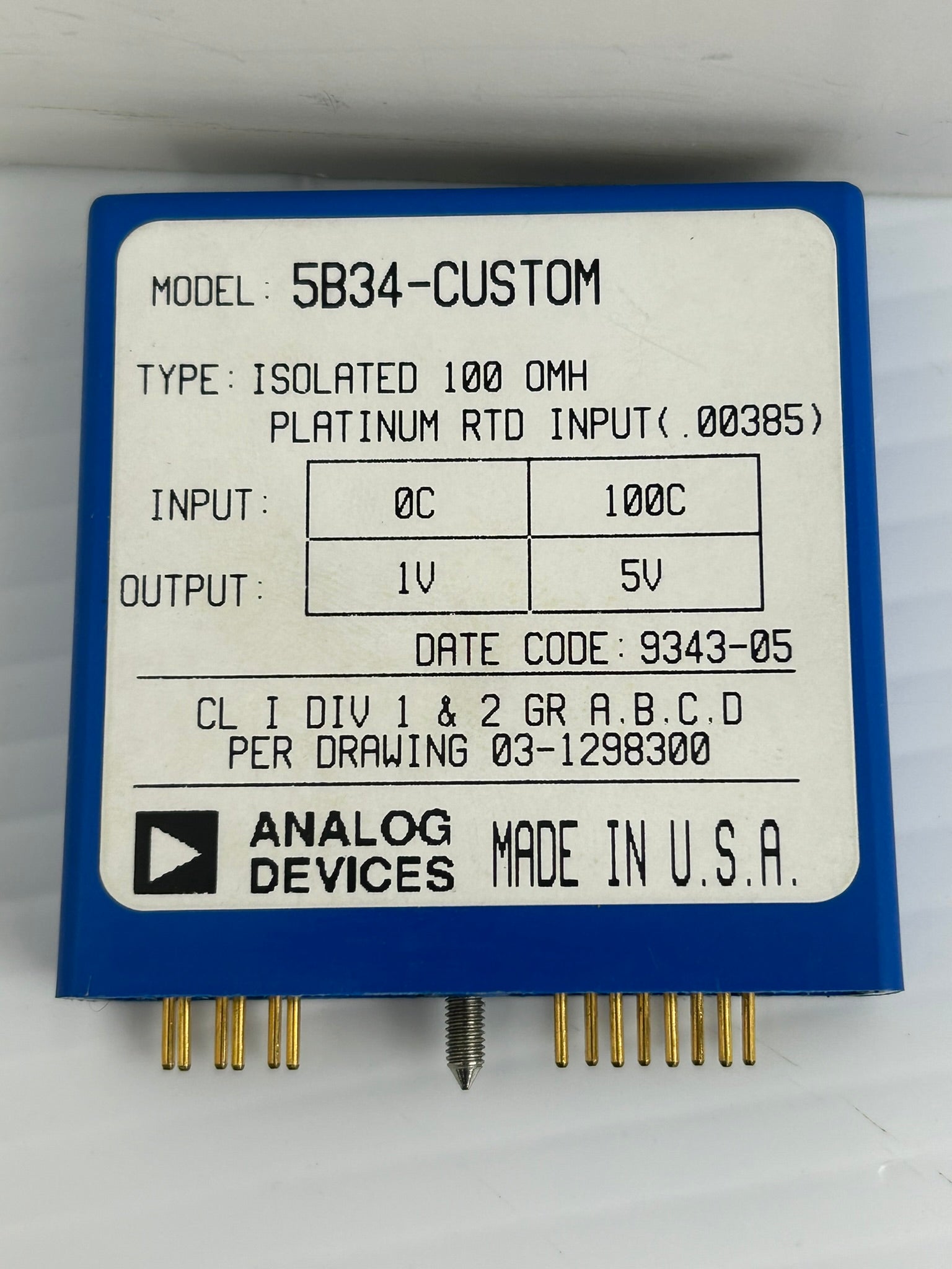 Analog Devices 5B34-CUSTOM Isolated RTD Input Module 100Ω 5V