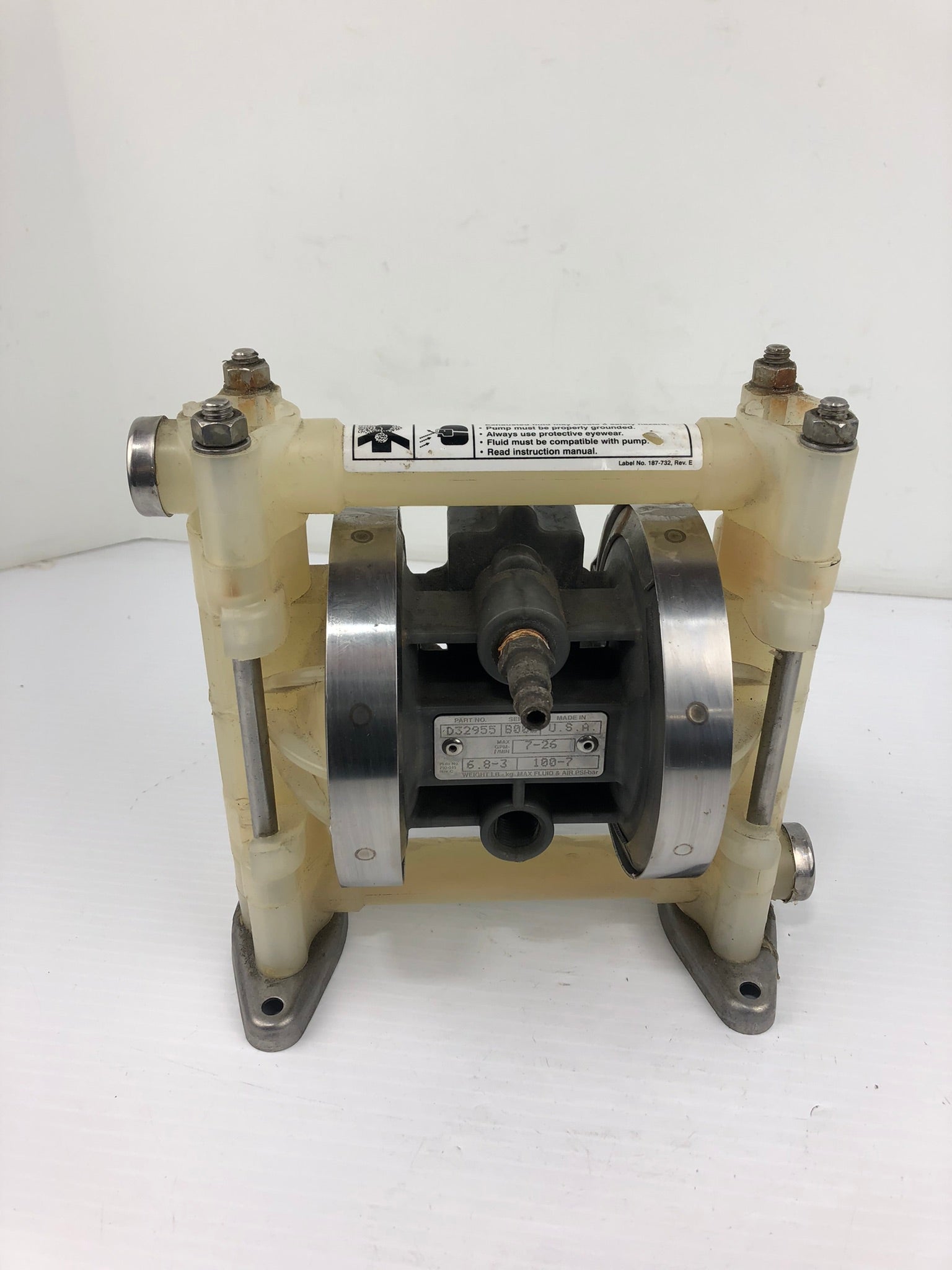 Polypropylene Air Diaphragm Pump D32955 Series B00E 100 PSI 7 bar