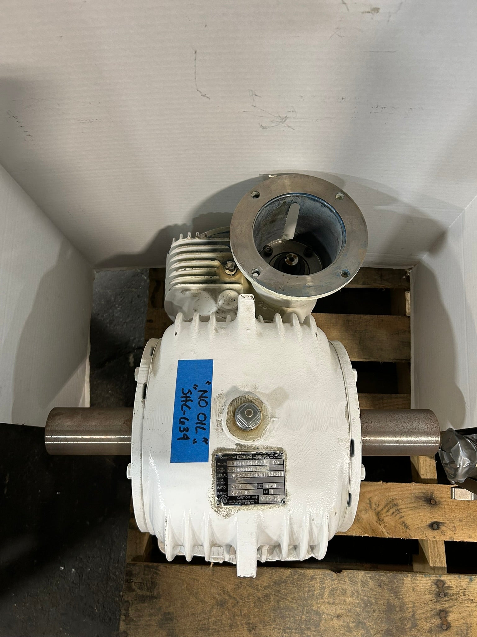 Textron MVU40DA054-F3 Cone Drive Gearbox 75-1 Ratio 1750RPM 4.91 HP