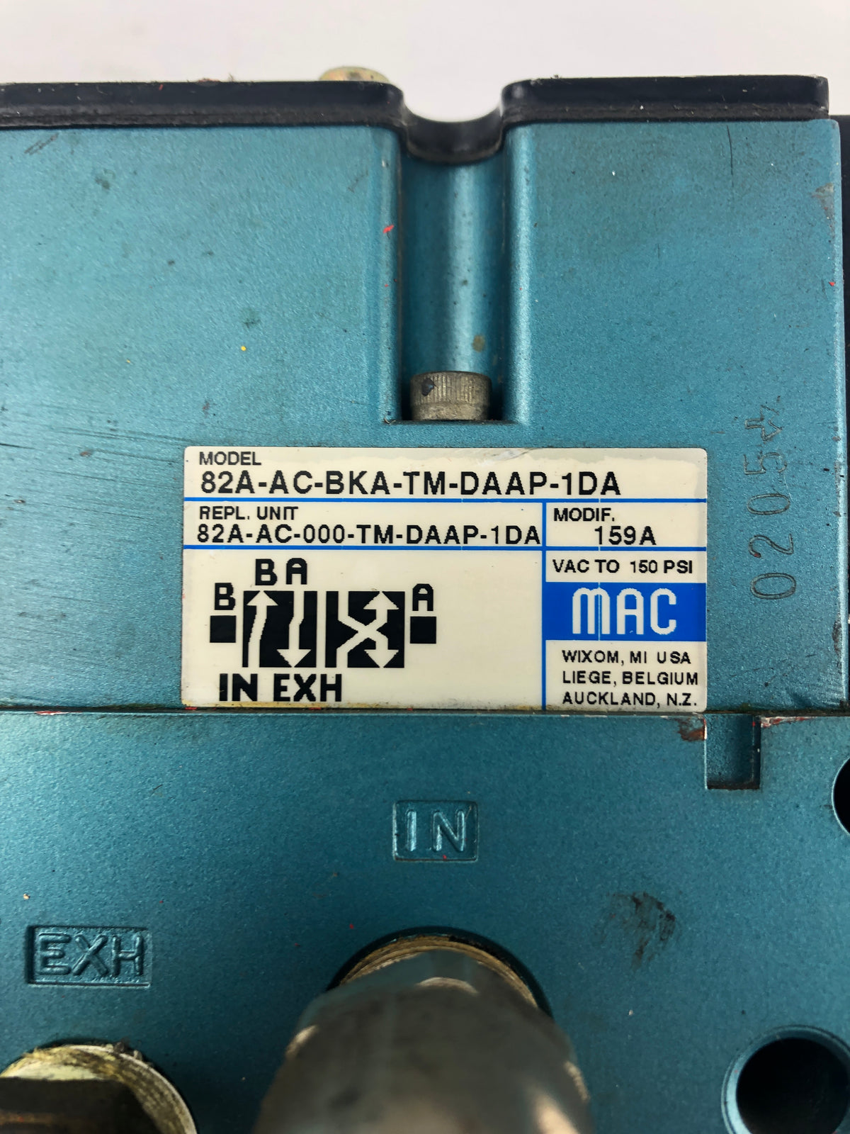 MAC 82-AC-BKA-TM-DAAP-1DA Solenoid Valve Assembly With MAC TM-DAAJ-1DA Valve