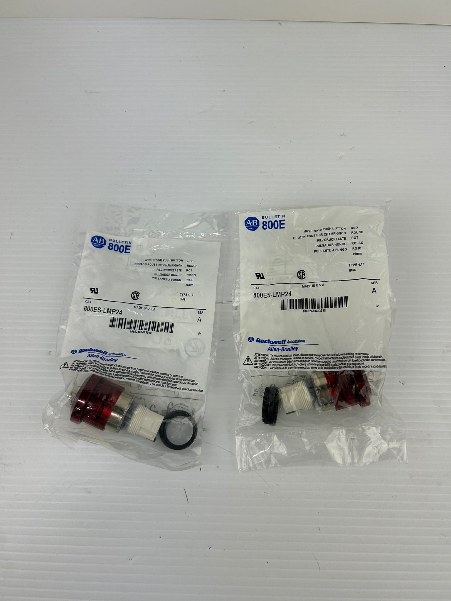 Allen Bradley 800ES-LMP24 Red Push Button Series A - Lot of 2
