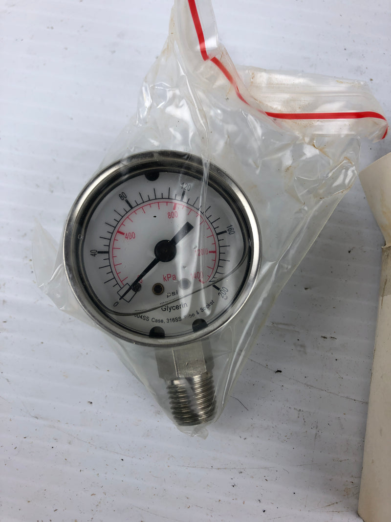 Universal Pressure Gauge 4CFG1 2" 0-200 PSI