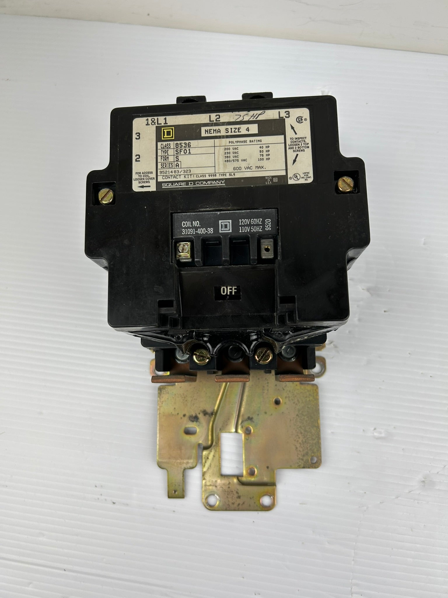 Square D 8536 SF01 Starter Contactor Series A Nema Size 4