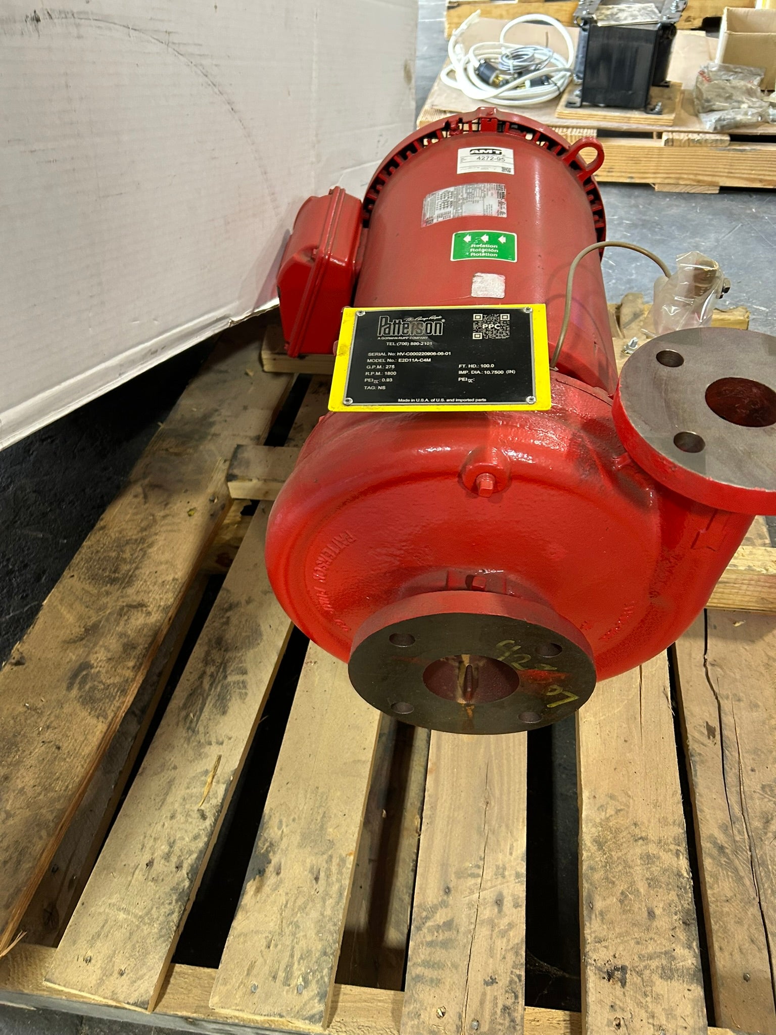 Patterson Fire Pump E2D11A-C4M 15HP WEG Motor 230/460V 1770RPM 4x3 Fire Pump