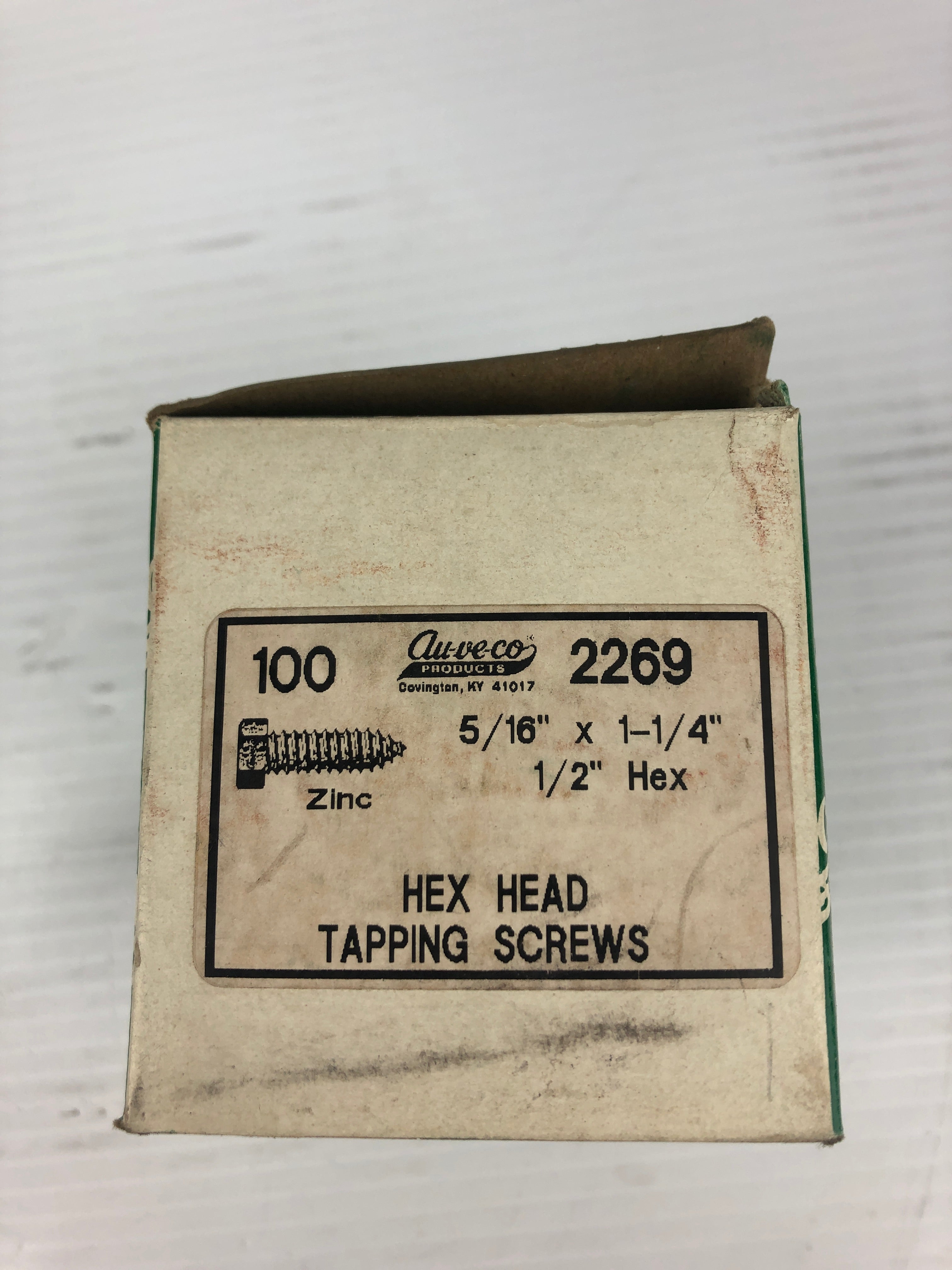 AU-VE-CO 2269 Hex Head Tapping Screws 5/16" x 1-1/4" x 1/2" Hex - Lot of 100